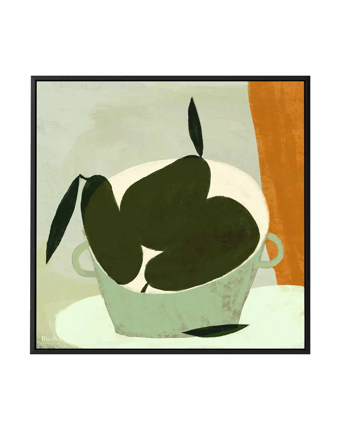 Still Life With Three Pears by Marco Marella | Framed Canvas Art Print from Olive et Oriel where you can shop wallpaper and artworks online
