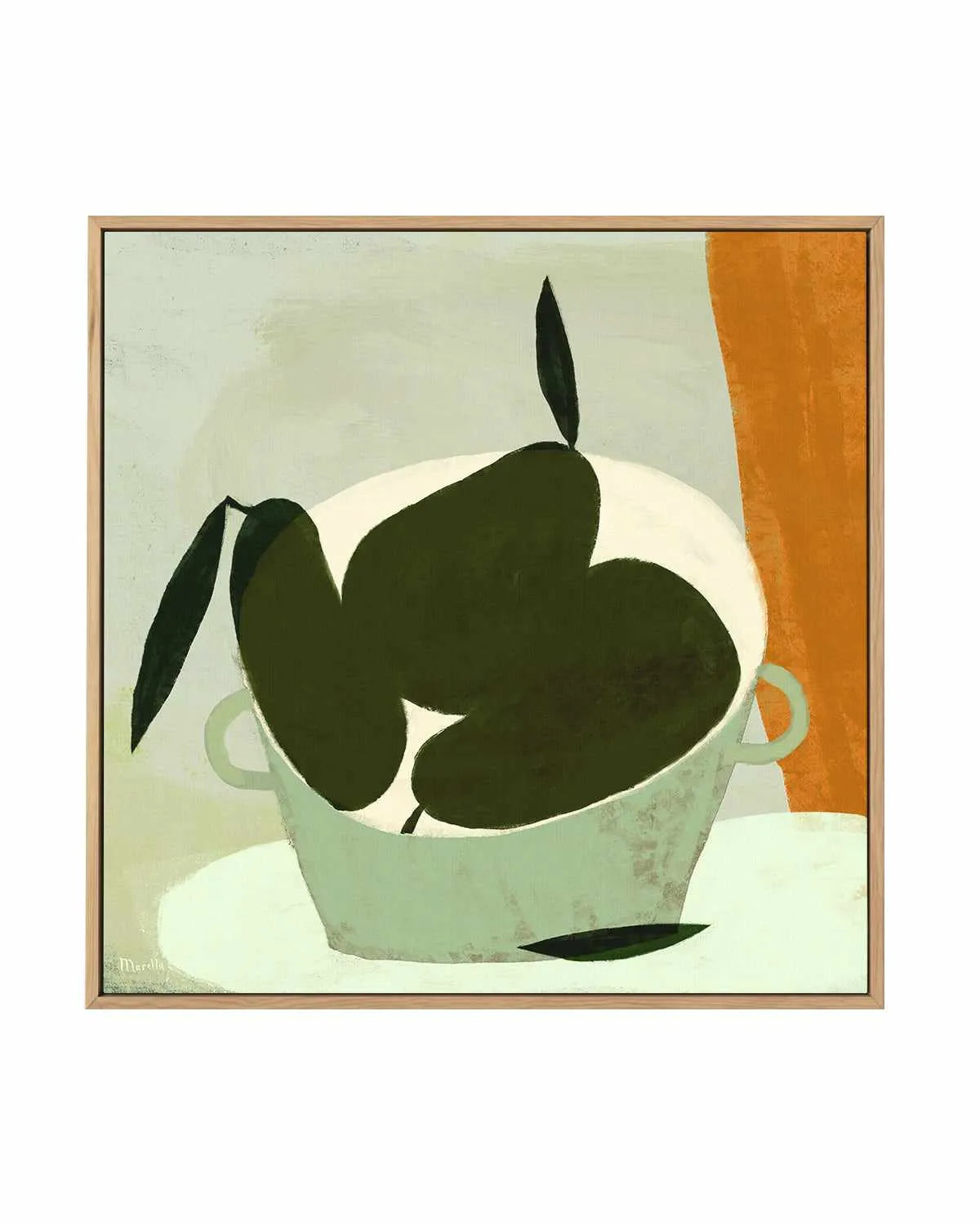 Still Life With Three Pears by Marco Marella | Framed Canvas Art Print from Olive et Oriel where you can shop wallpaper and artworks online