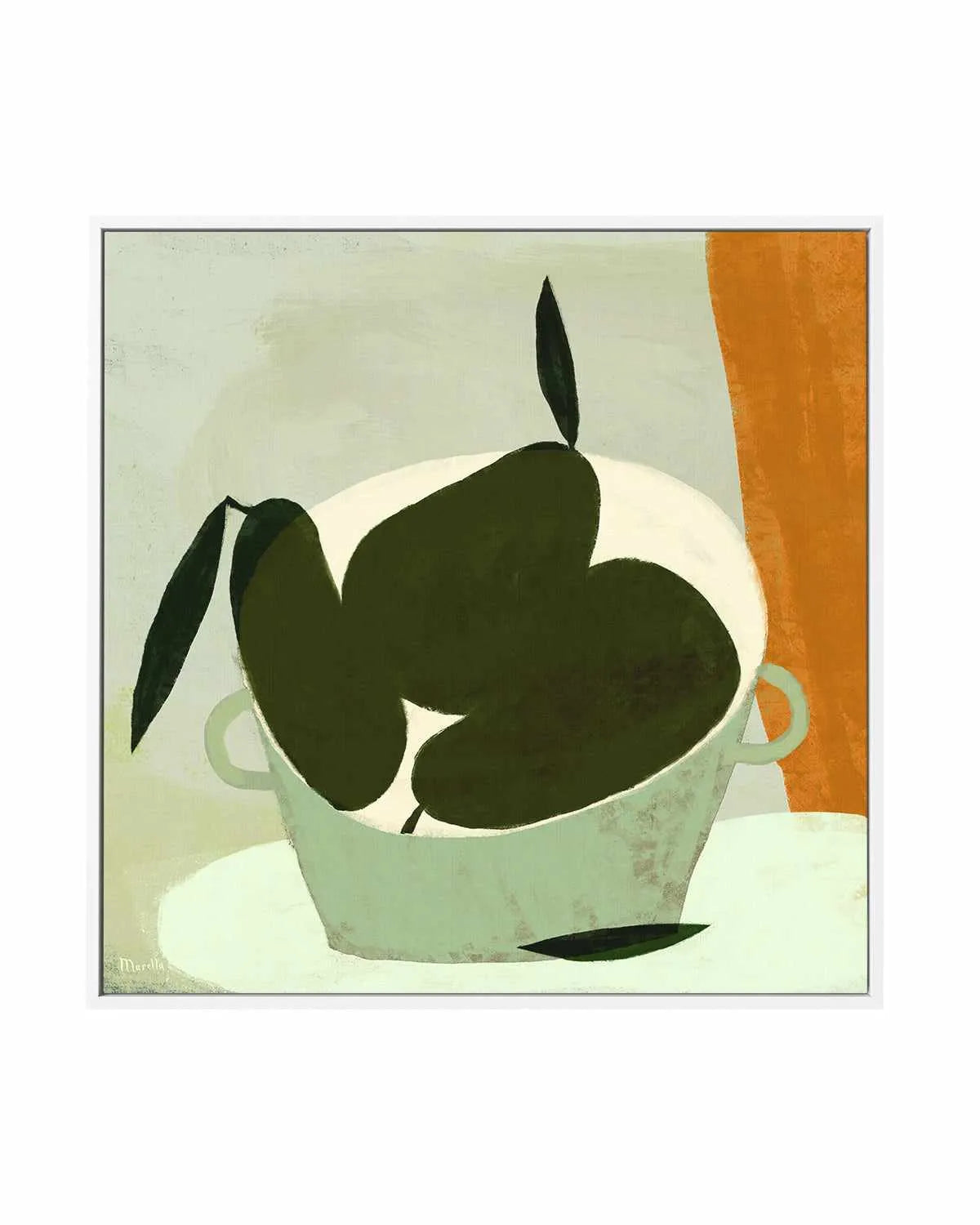 Still Life With Three Pears by Marco Marella | Framed Canvas Art Print from Olive et Oriel where you can shop wallpaper and artworks online
