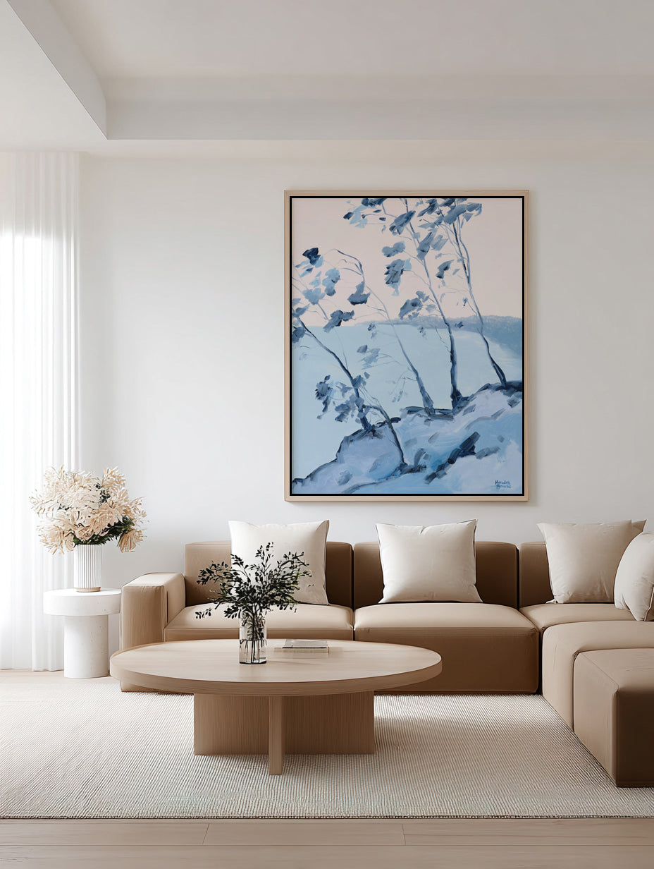 Straddie in Blue by Meredith Howse | Framed Canvas Art Print