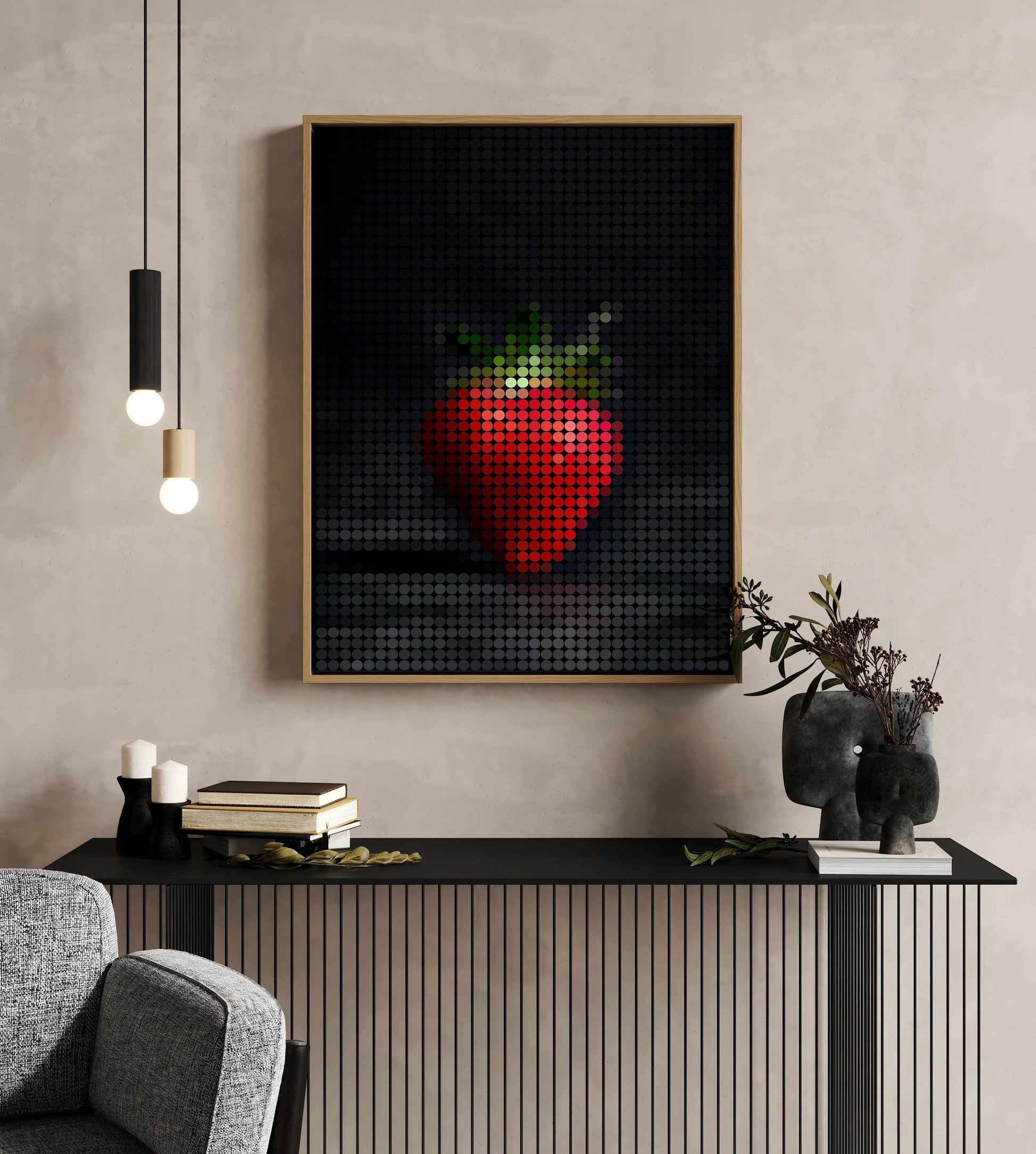 Strawberry Dots | Framed Canvas Art Print from Olive et Oriel where you can shop wallpaper and artworks online