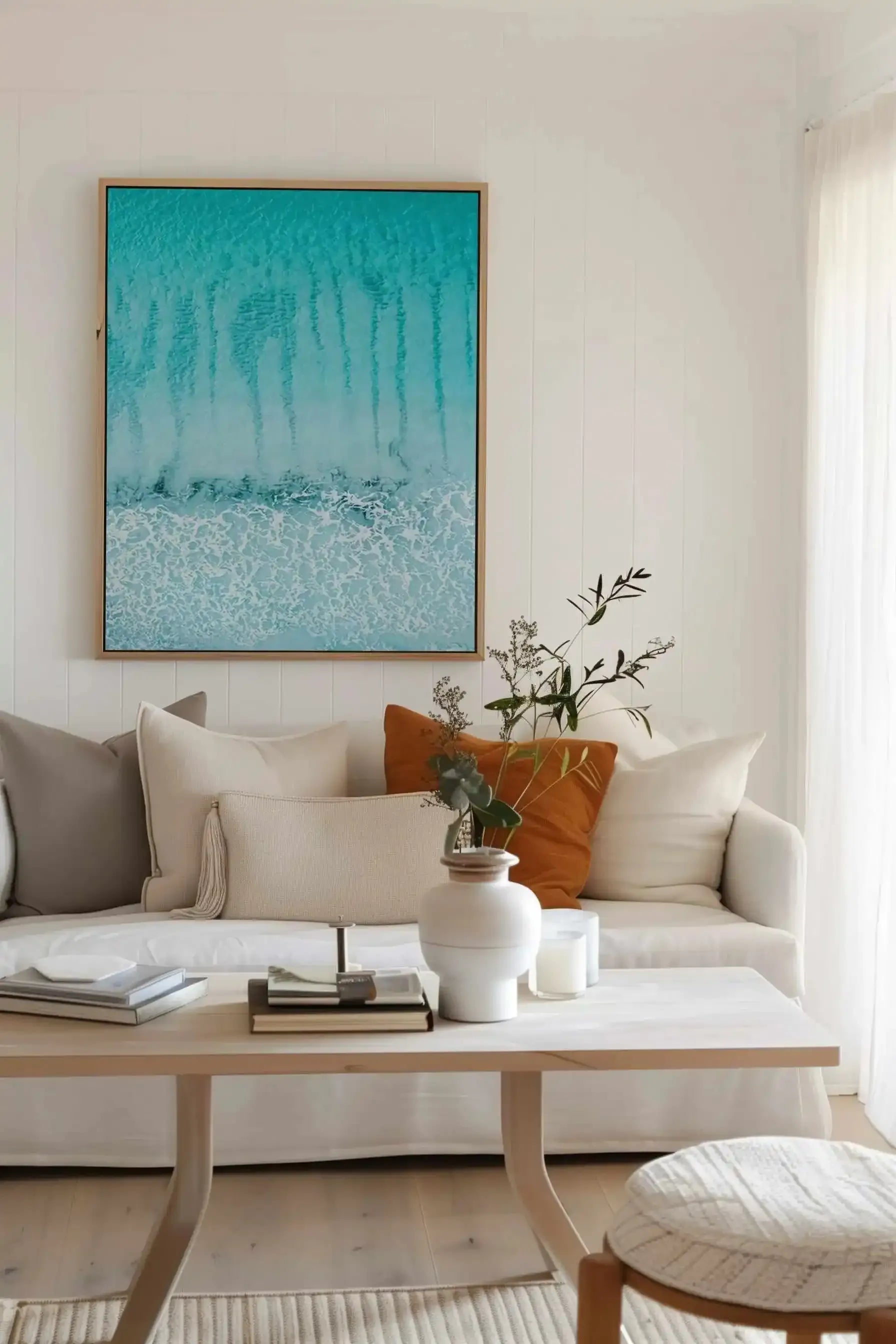 Streaky Thistle Cove | Aerial Photo Wall Framed Canvas Art Print from Olive et Oriel where you can shop wallpaper and artworks online