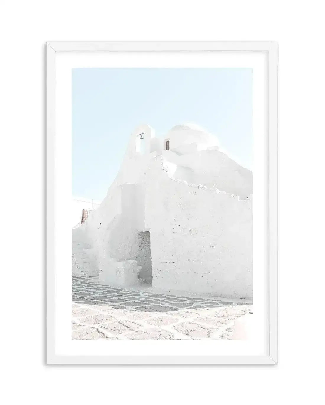Streets of Mykonos Art Print-Shop Greece Wall Art Prints Online with Olive et Oriel - Our collection of Greek Islands art prints offer unique wall art including blue domes of Santorini in Oia, mediterranean sea prints and incredible posters from Milos and other Greece landscape photography - this collection will add mediterranean blue to your home, perfect for updating the walls in coastal, beach house style. There is Greece art on canvas and extra large wall art with fast, free shipping across 
