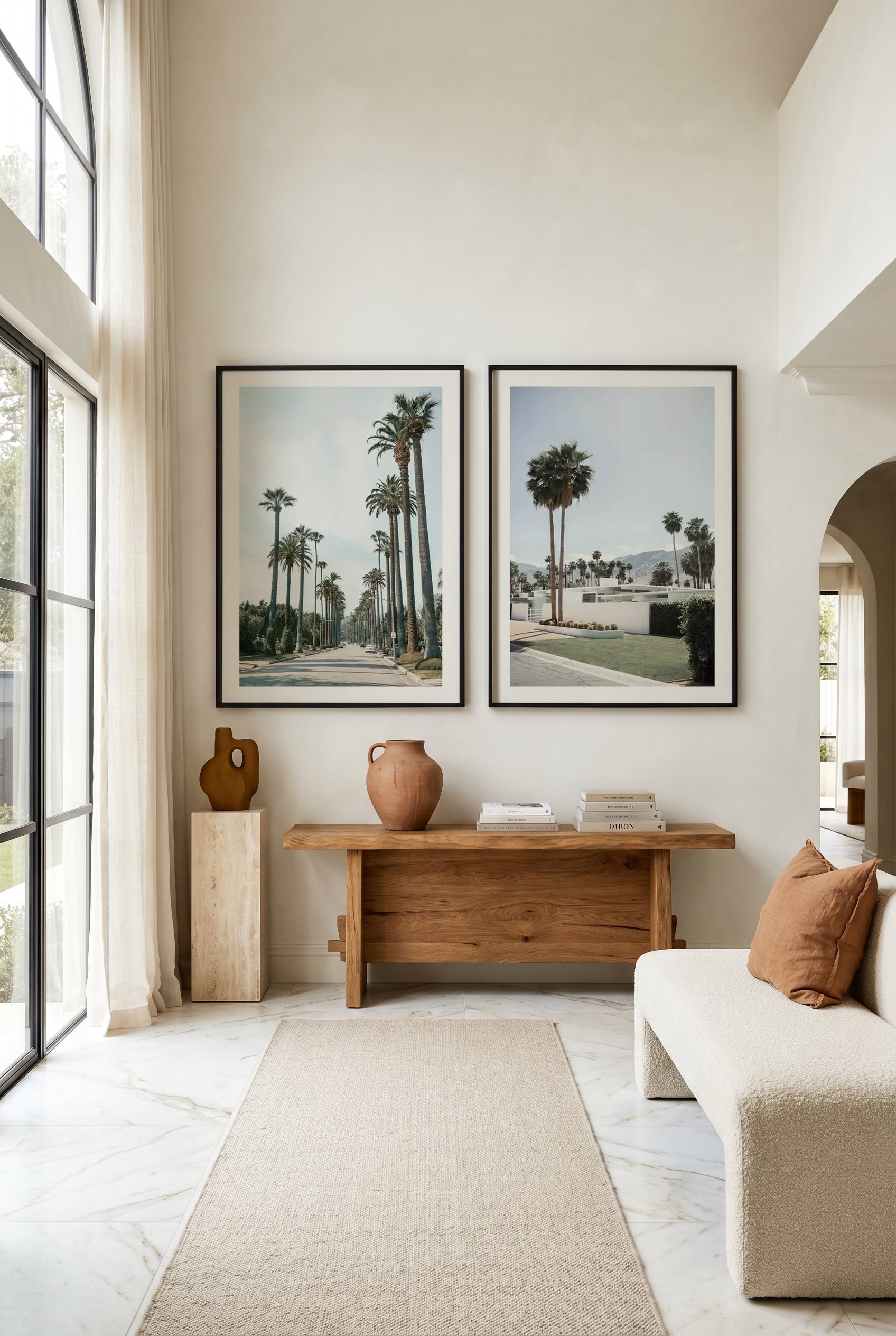 Streets of Palm Springs & Beyond the Palms Art Print Set of 2 | Matching Wall Art