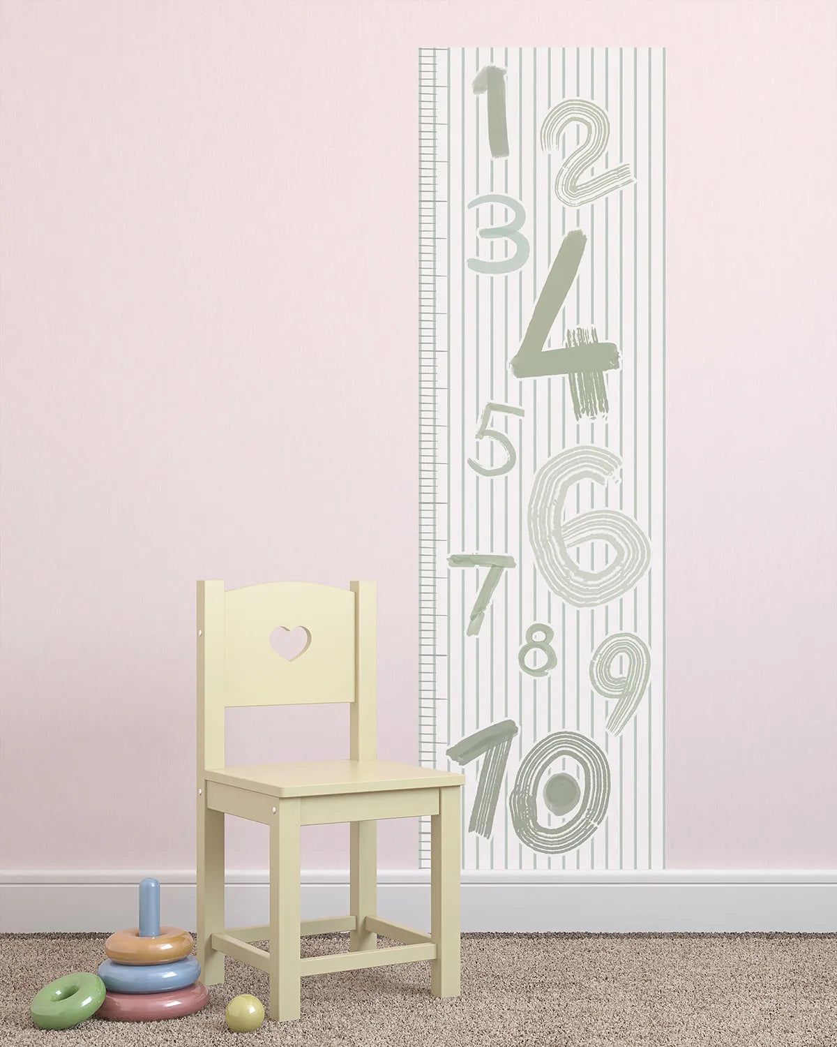 Striped Numbers in Sage Height Chart Decal from Olive et Oriel where you can shop wallpaper and artworks online