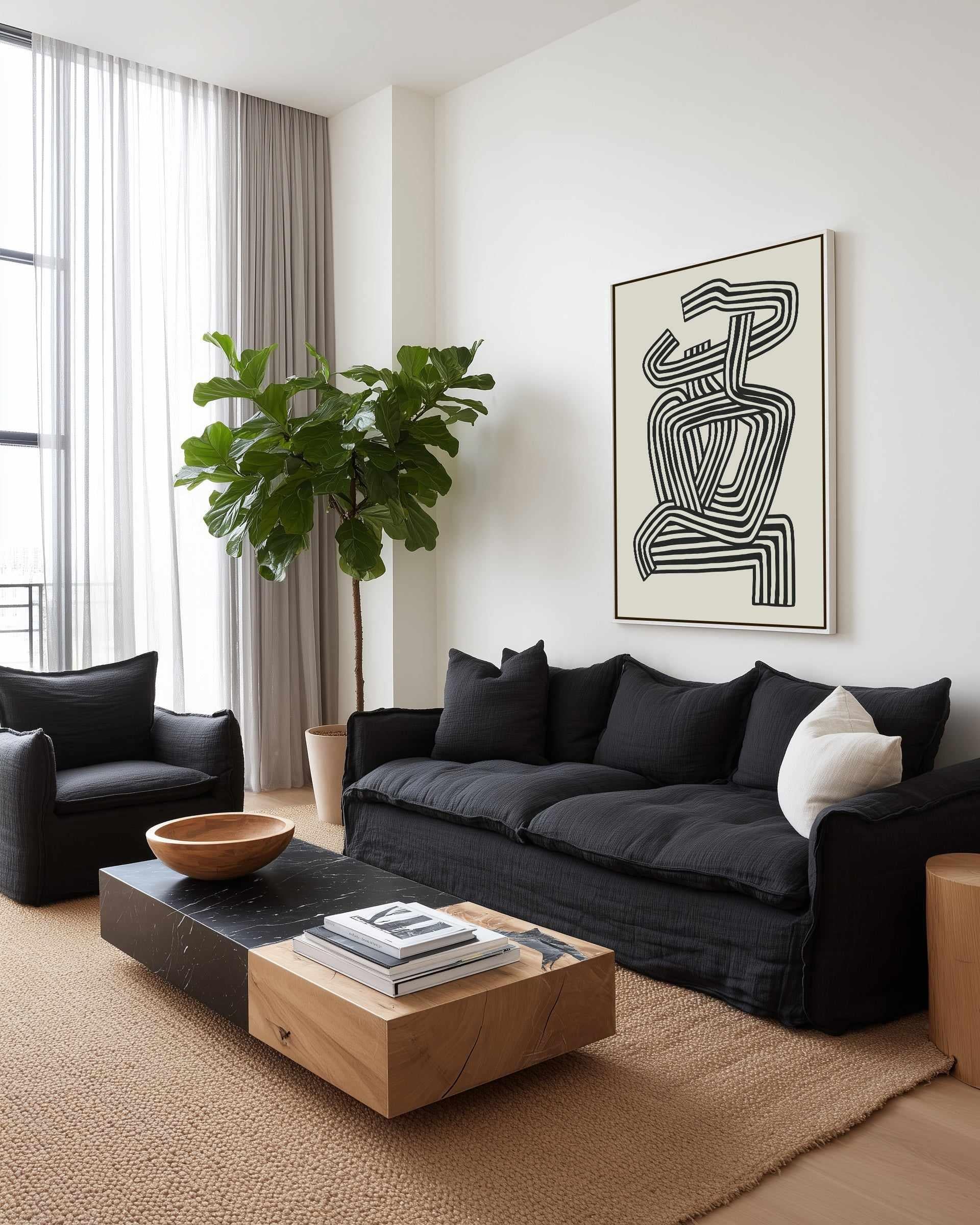 Stripe Woman Portrait by Little Dean | Framed Canvas Art Print from Olive et Oriel where you can shop wallpaper and artworks online