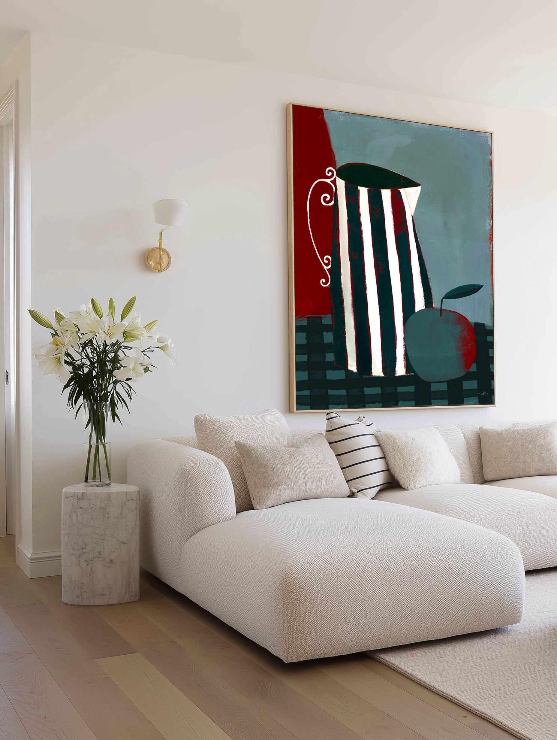 Striped Jug by Marco Marella | Framed Canvas Art Print from Olive et Oriel where you can shop wallpaper and artworks online