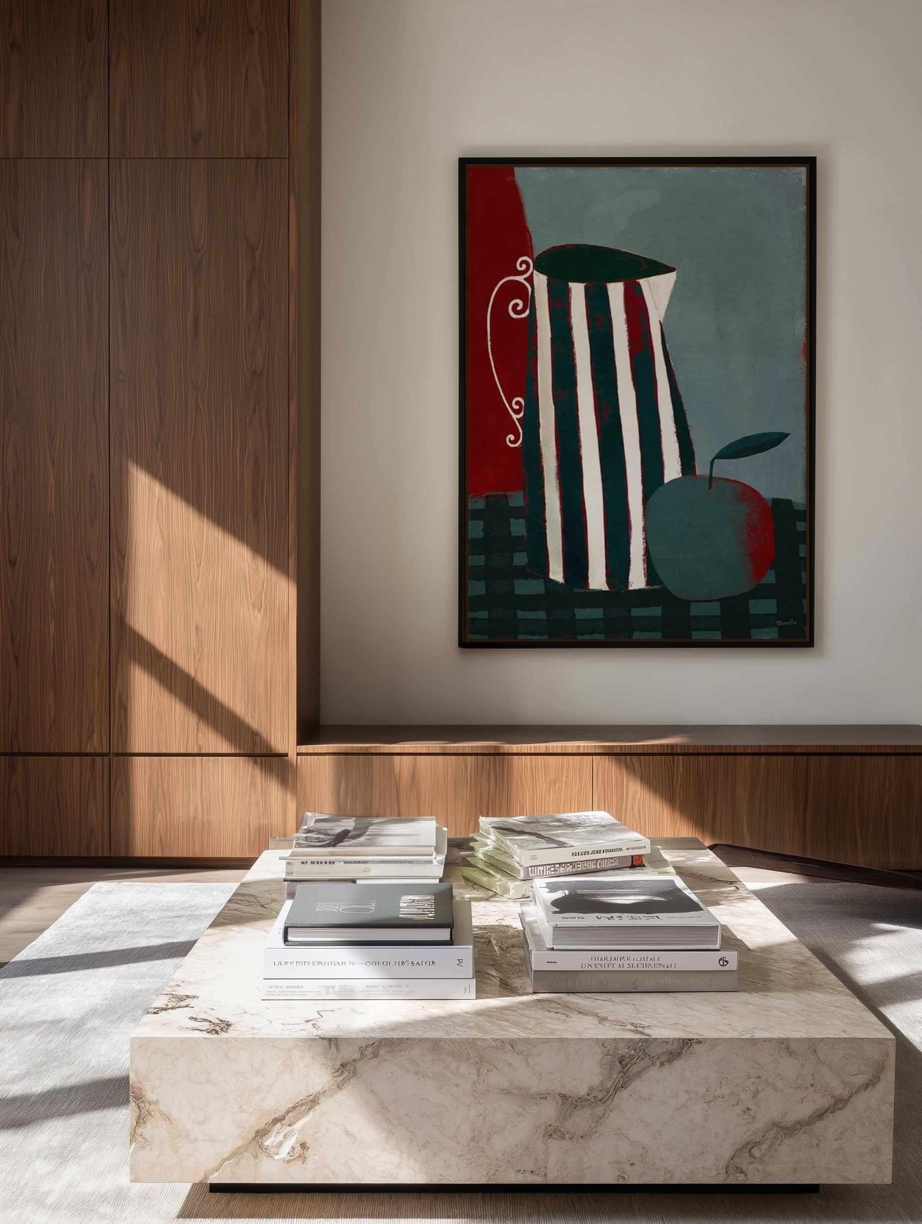 Striped Jug by Marco Marella | Framed Canvas Art Print from Olive et Oriel where you can shop wallpaper and artworks online