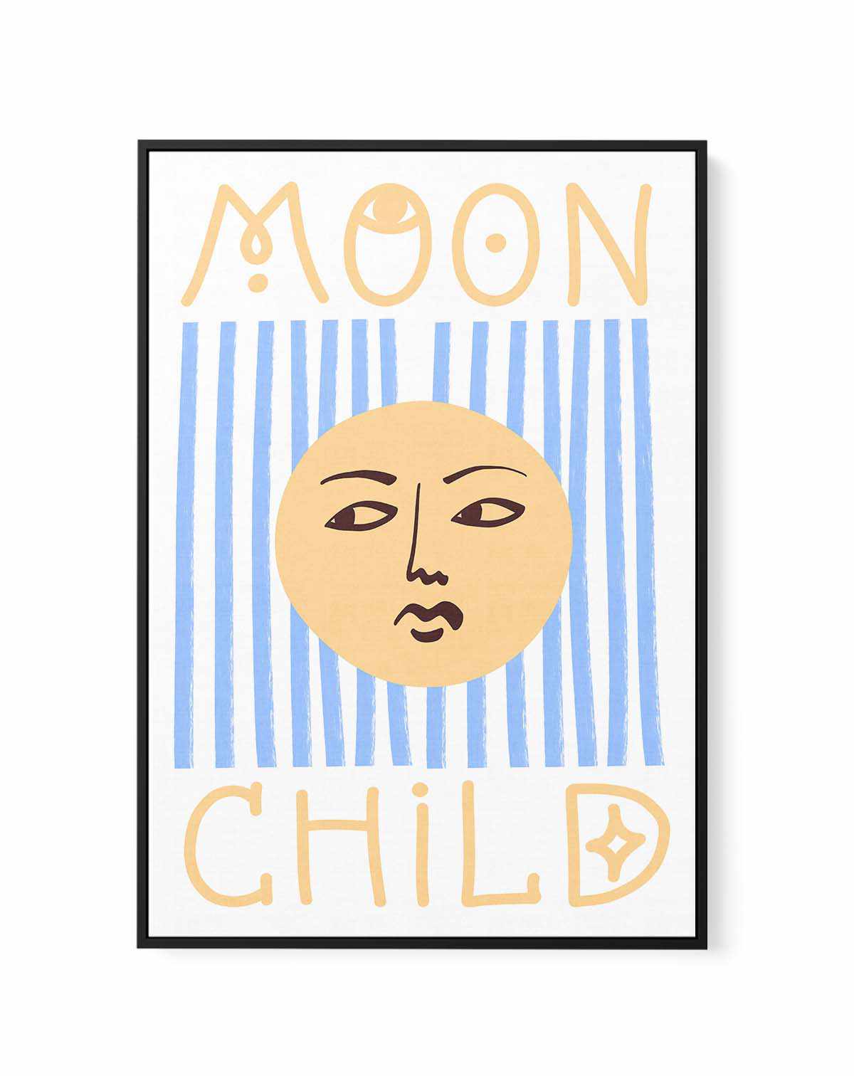 Striped Moon Child by Grace Digital Art | Framed Canvas Art Print