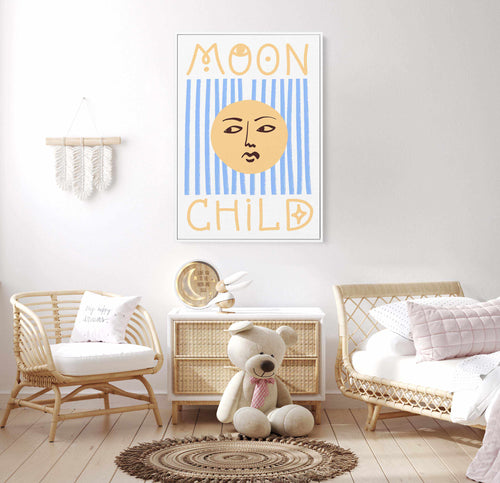 Striped Moon Child by Grace Digital Art | Framed Canvas Art Print