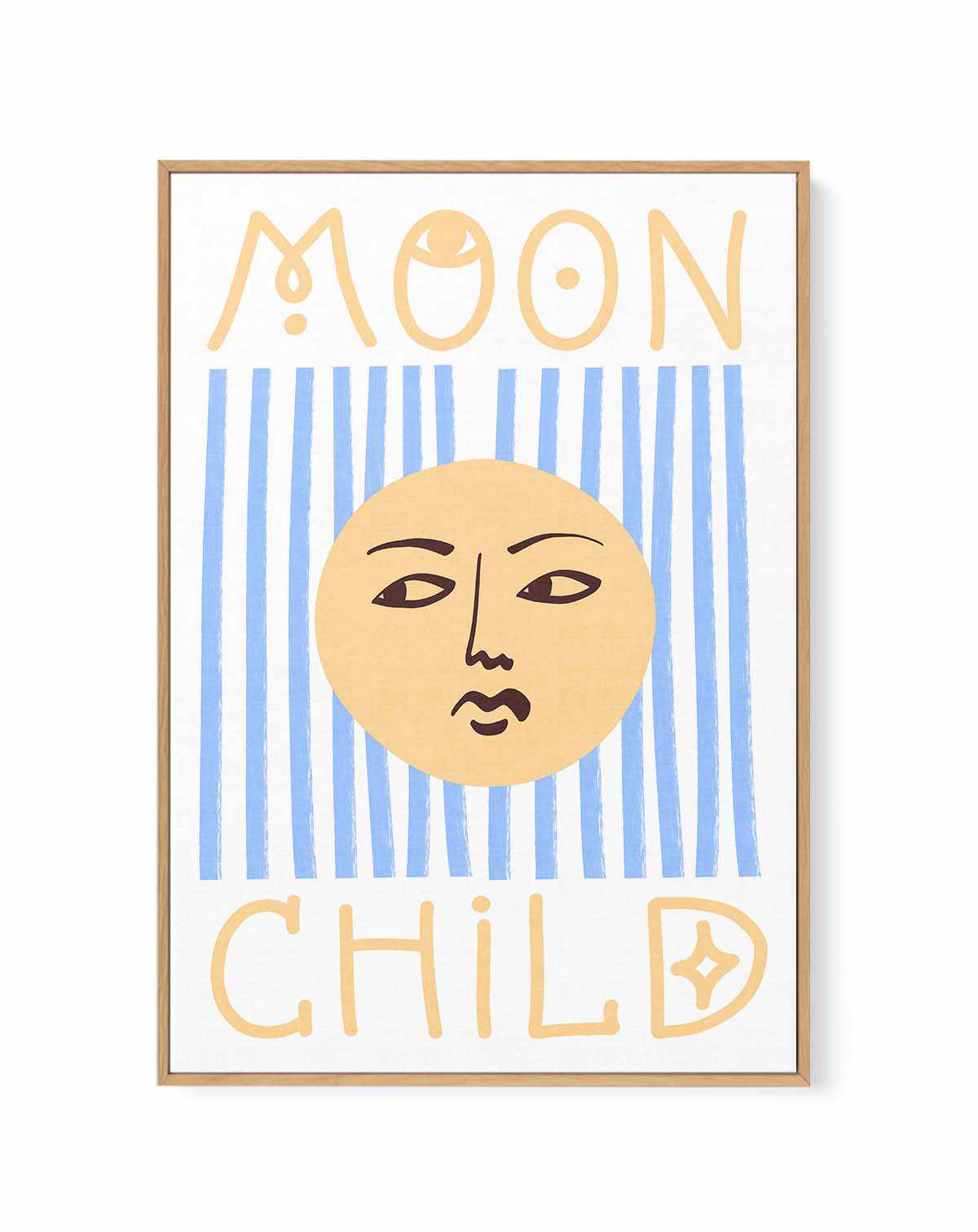 Striped Moon Child by Grace Digital Art | Framed Canvas Art Print