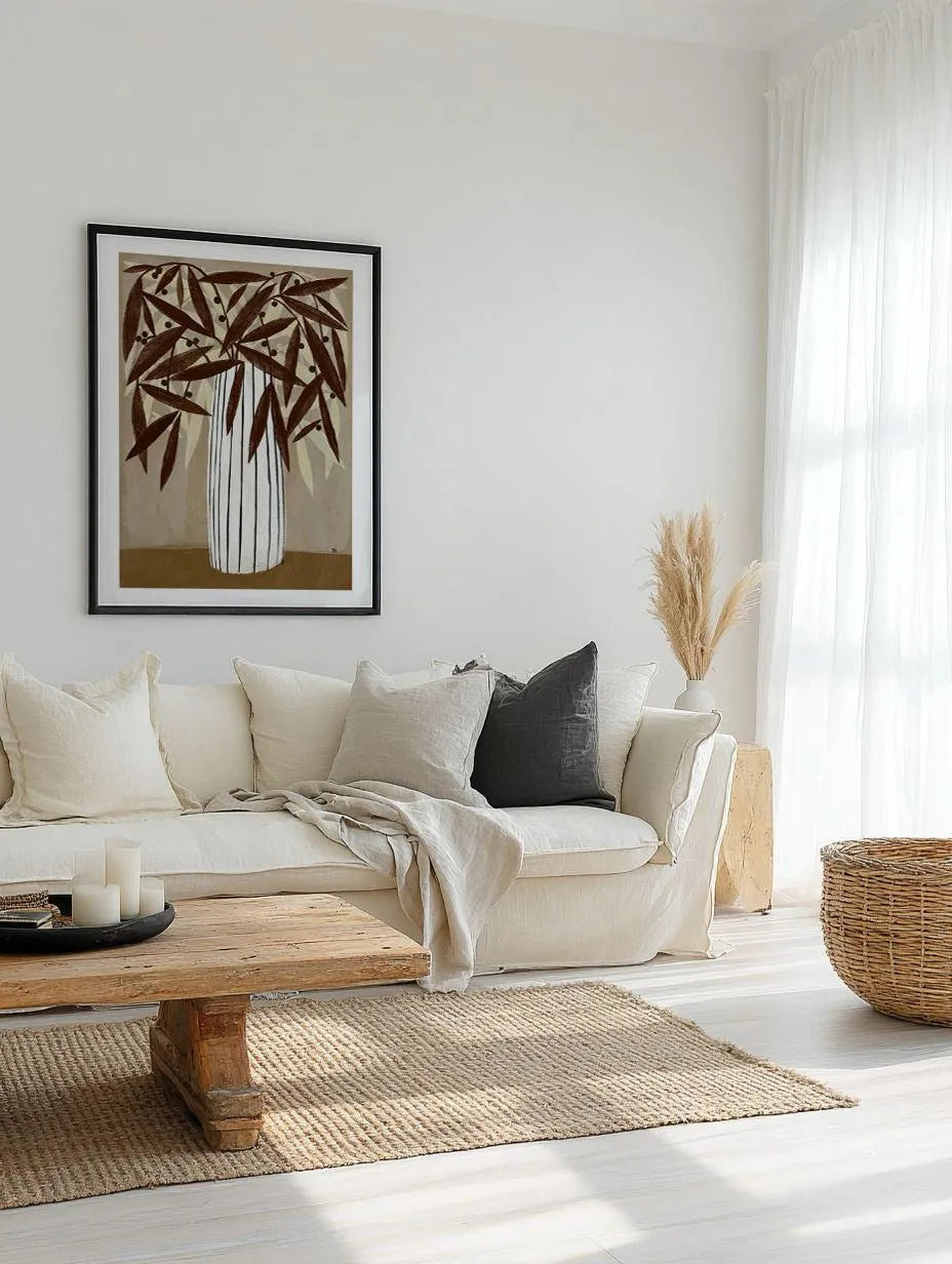 Striped Vase Neutrals by Marco Marella | Art Print from Olive et Oriel where you can shop wallpaper and artworks online