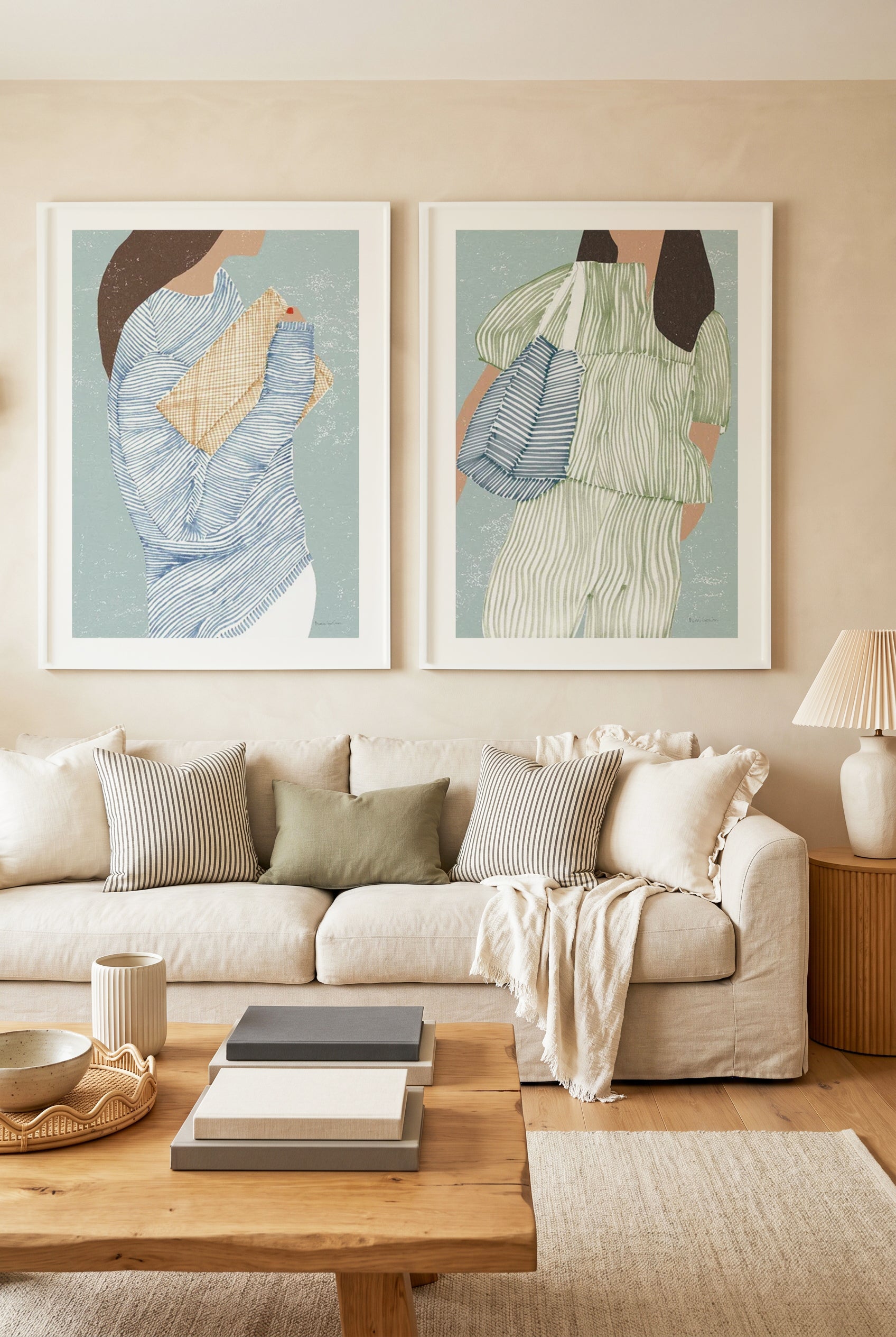 Striped I & II Art Print Set of 2 | Matching Wall Art