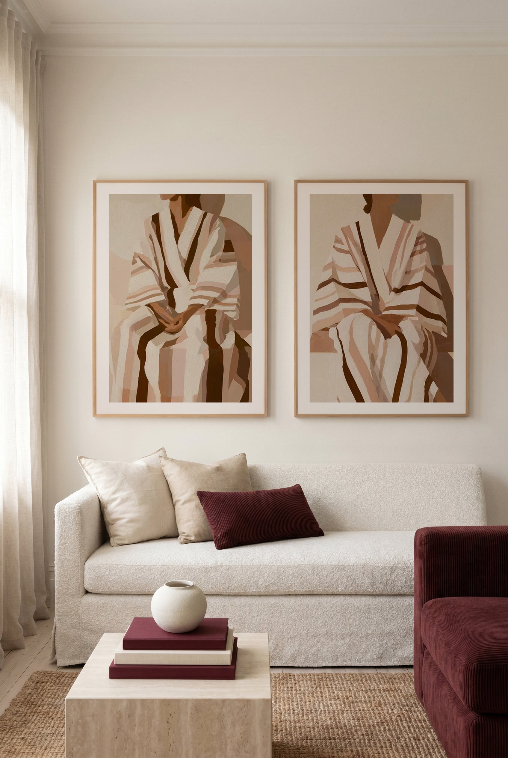 Striped Kimono I & II Art Print Set of 2 | Matching Wall Art