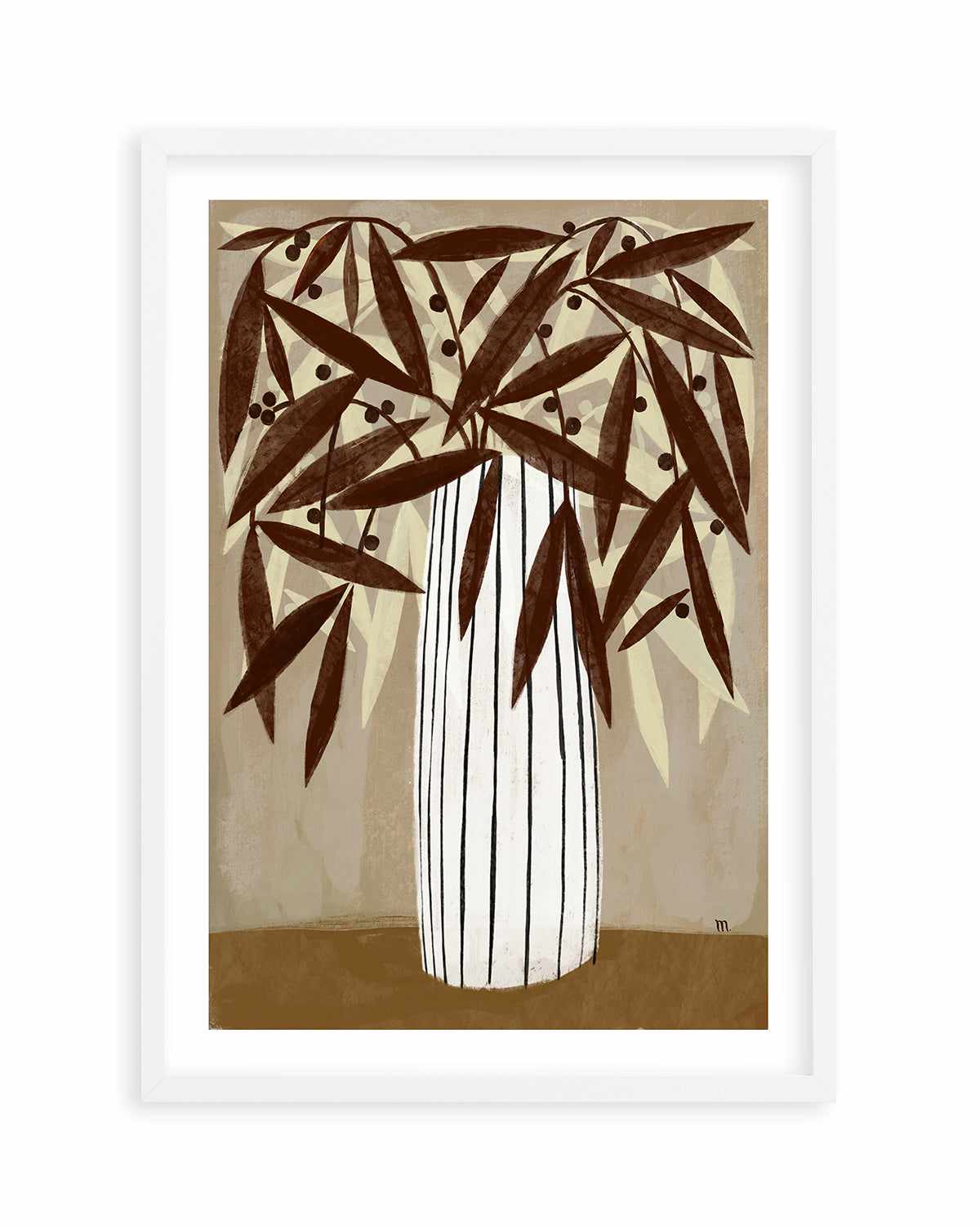 Striped Vase Neutrals by Marco Marella | Art Print