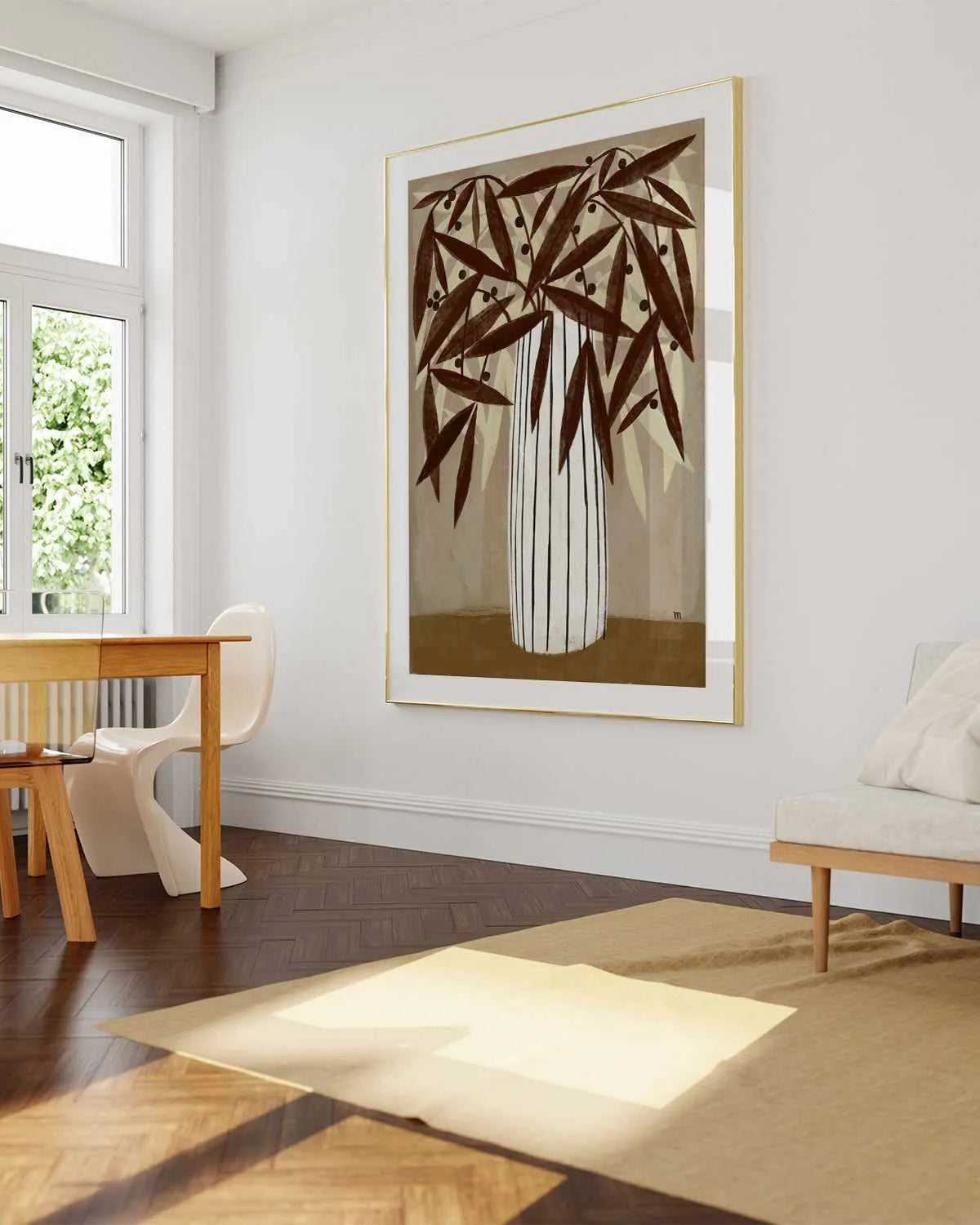 Striped Vase Neutrals by Marco Marella | Art Print from Olive et Oriel where you can shop wallpaper and artworks online