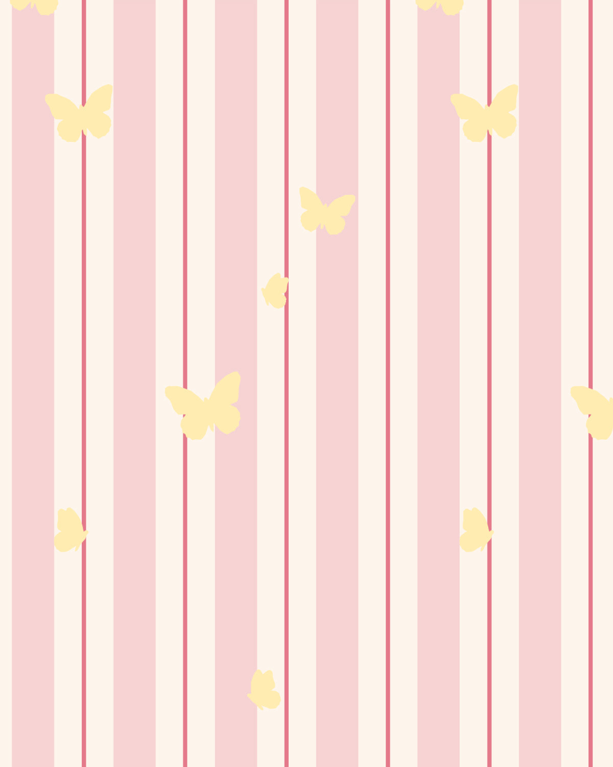 Stripes & Butterflies | Linen Texture Wallpaper