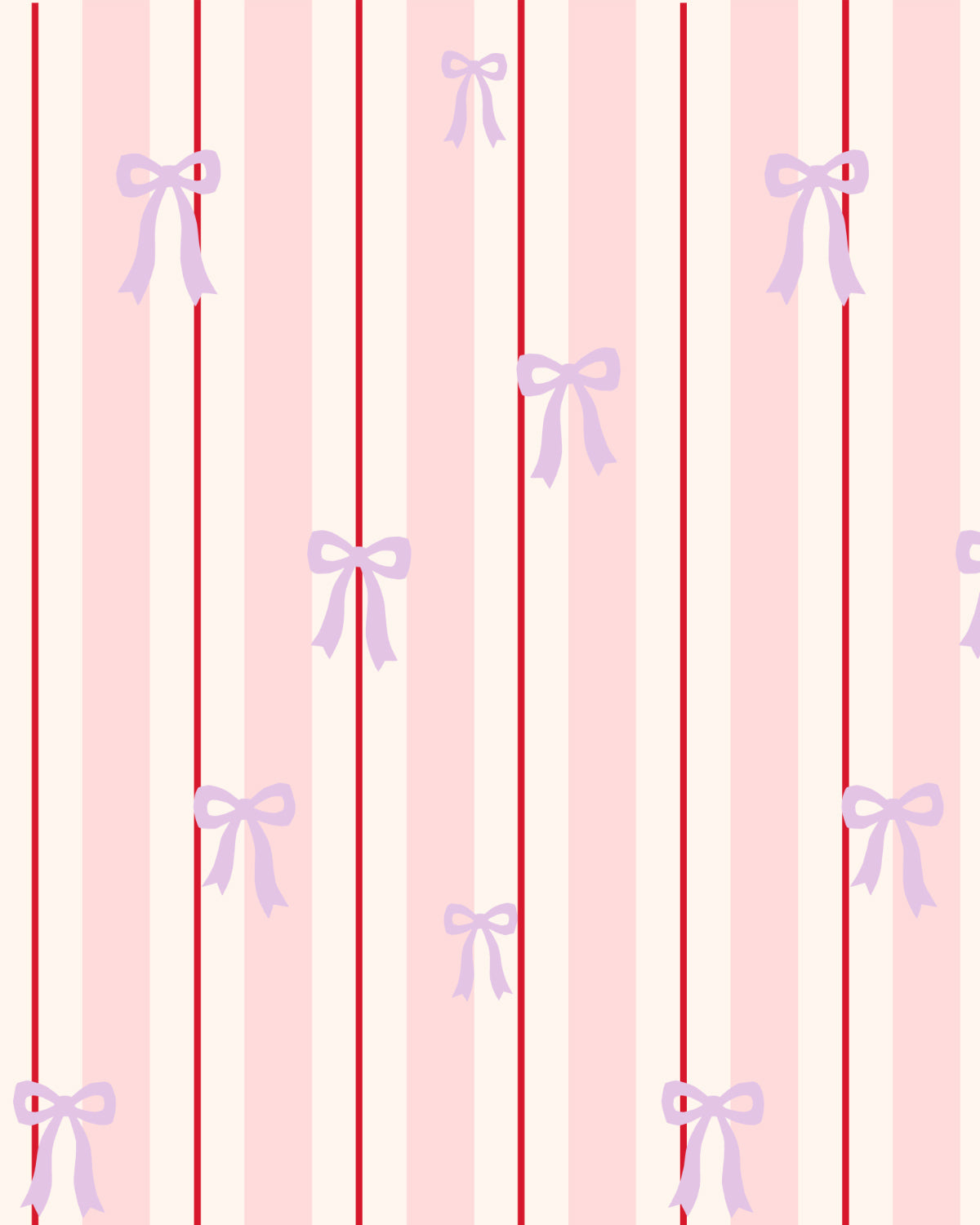 Stripes & Bows | Linen Texture Wallpaper