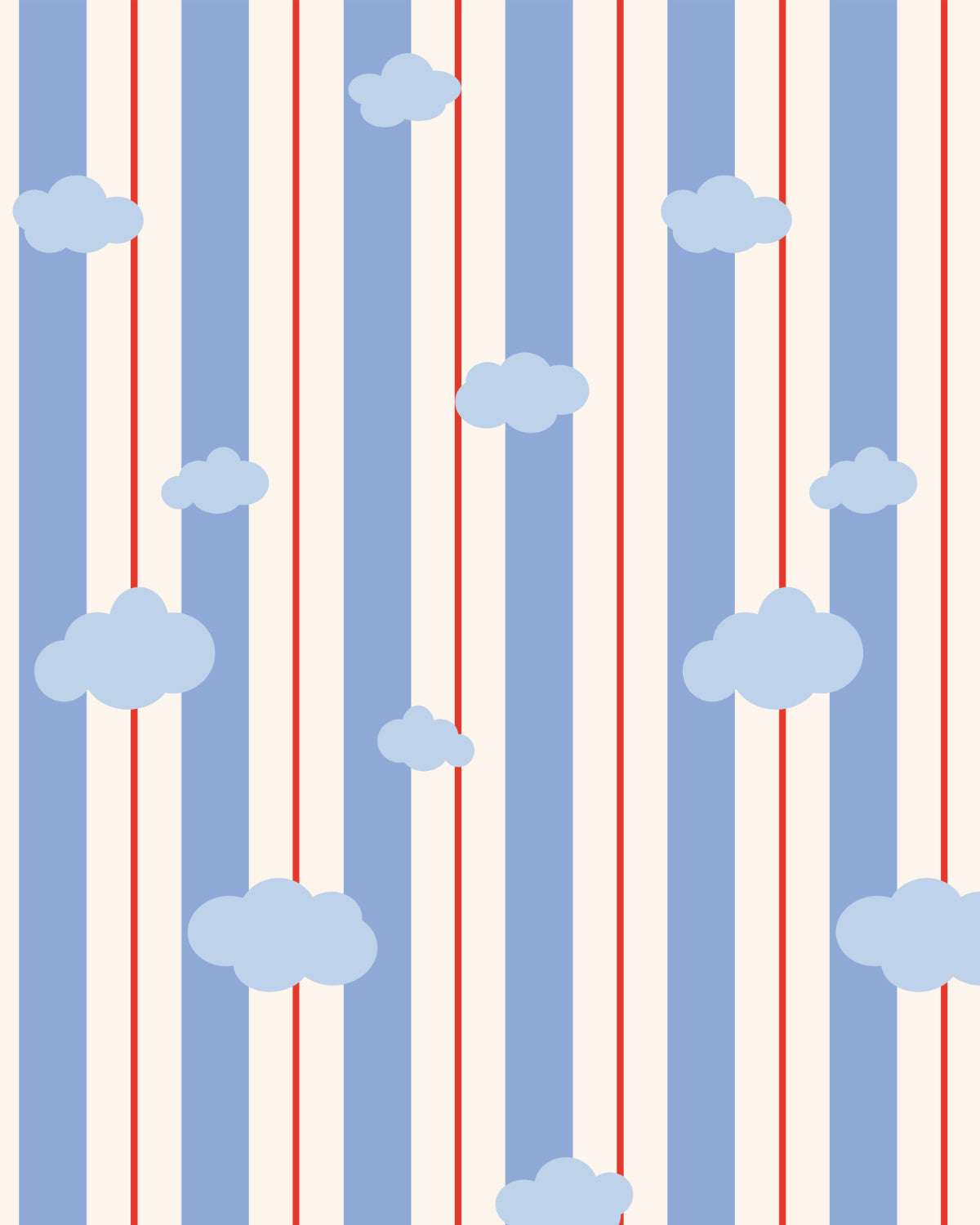 Stripes & Clouds | Linen Texture Wallpaper