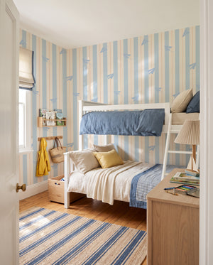 Stripes and Paper Planes | Linen Texture Wallpaper