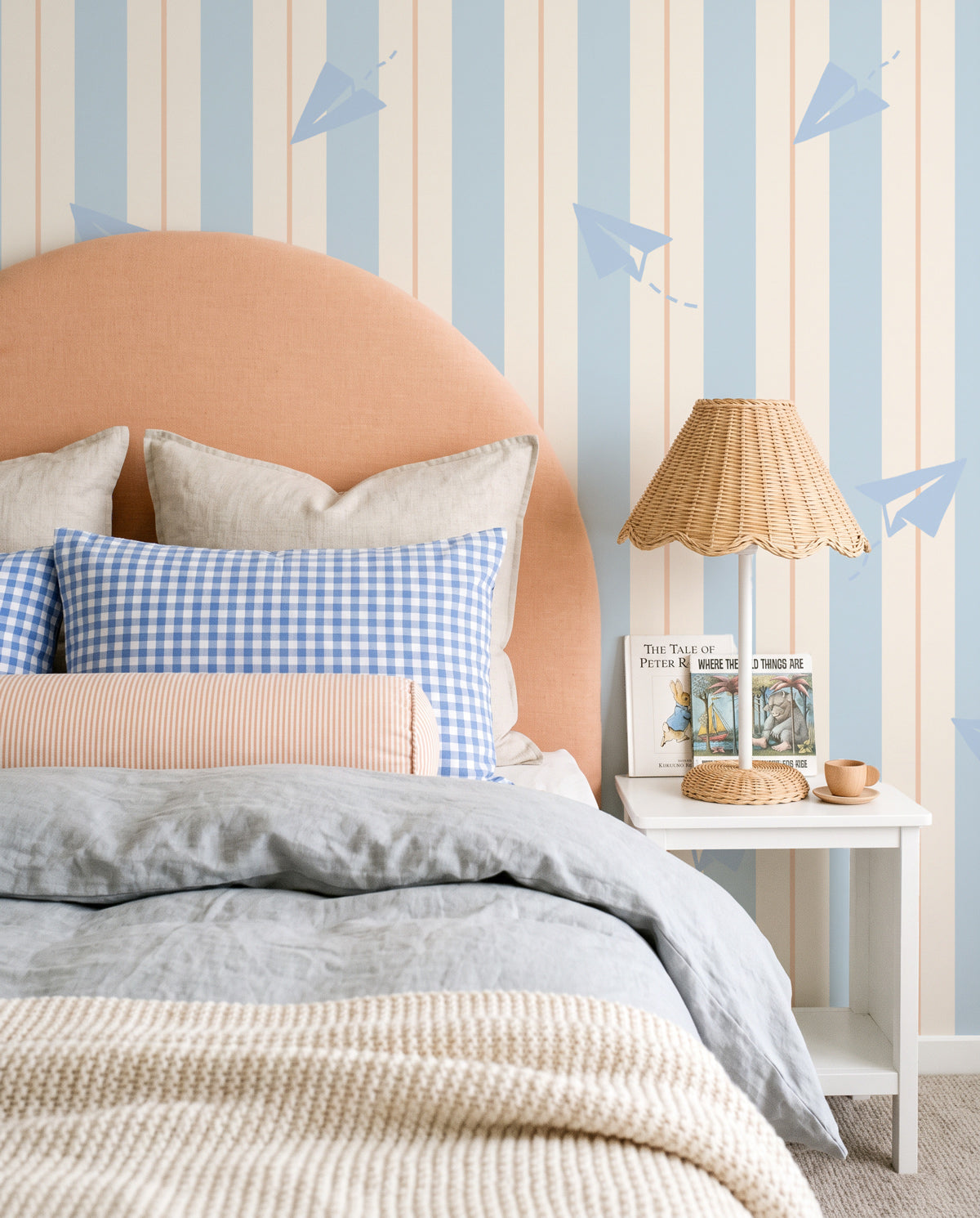 Stripes and Paper Planes | Linen Texture Wallpaper