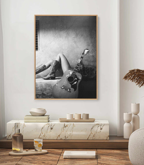 Strung Out B&W by Amy Hallam | Framed Canvas Art Print