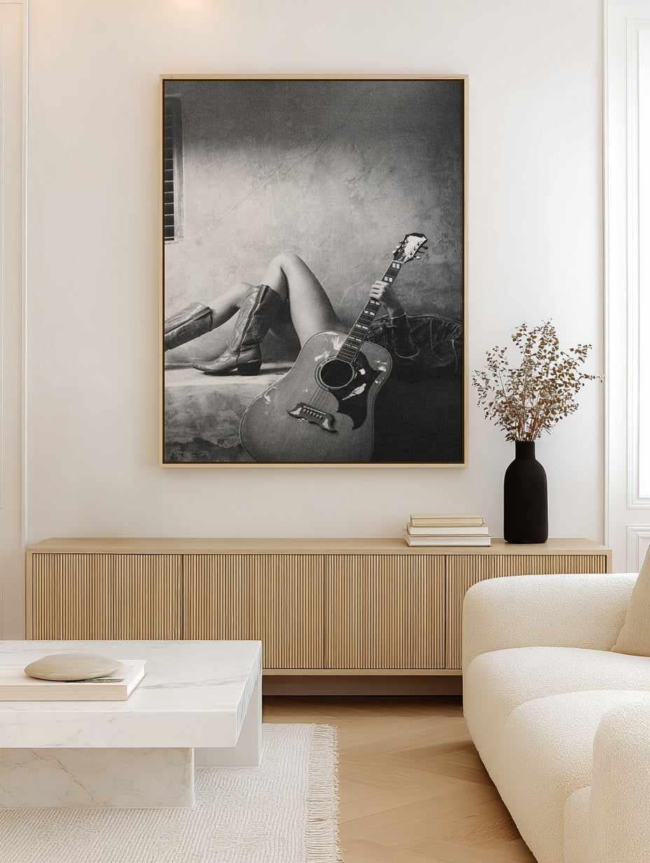 Strung Out B&W by Amy Hallam | Framed Canvas Art Print from Olive et Oriel where you can shop wallpaper and artworks online