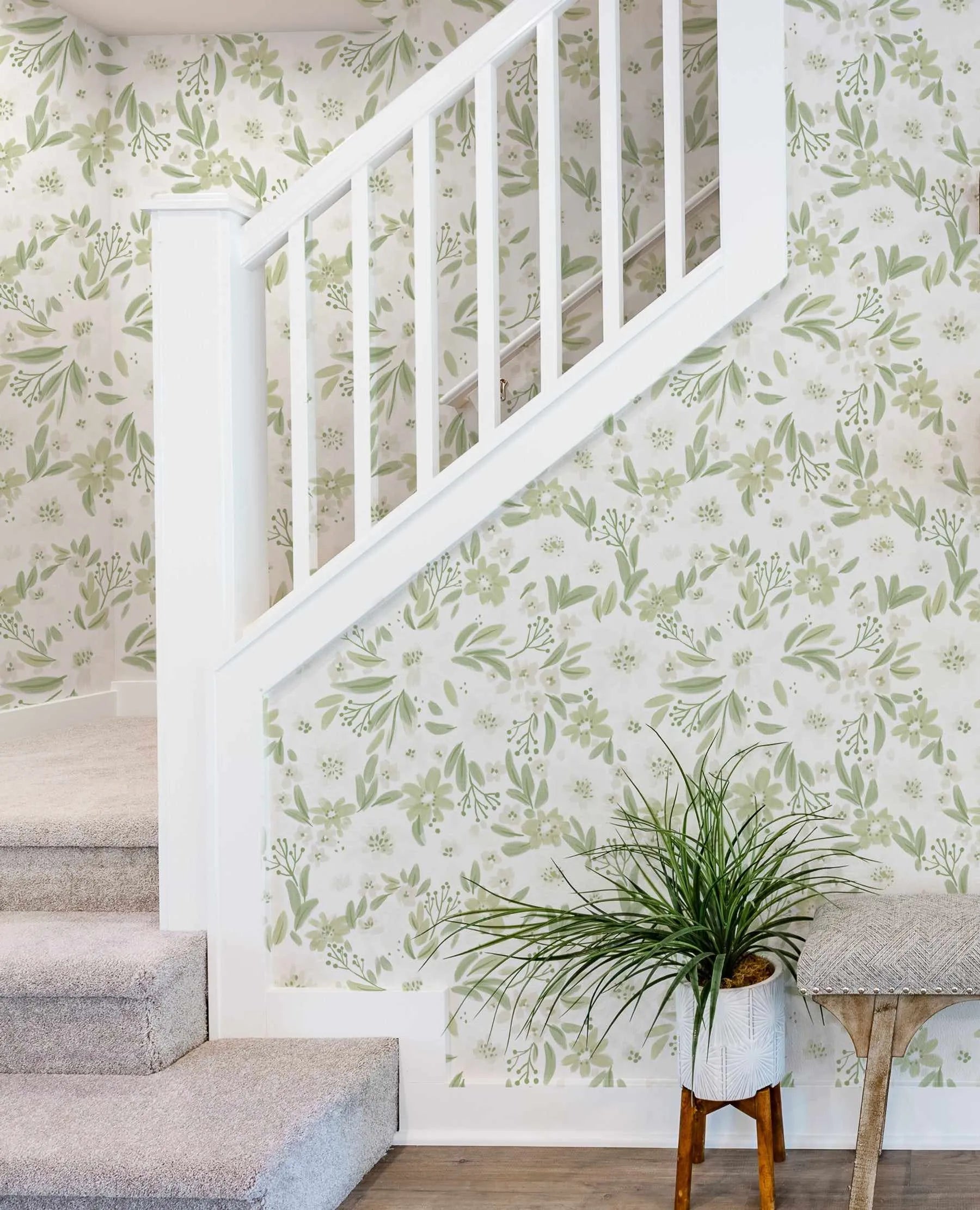 Garden Dreaming Sage Green Wallpaper from Olive et Oriel where you can shop wallpaper and artworks online