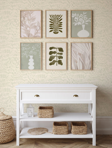 Whimsical Field in Sage Green Wallpaper from Olive et Oriel where you can shop wallpaper and artworks online