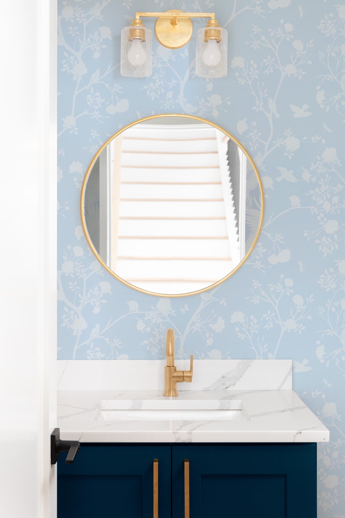 Bird Song in Light Blue Wallpaper from Olive et Oriel where you can shop wallpaper and artworks online