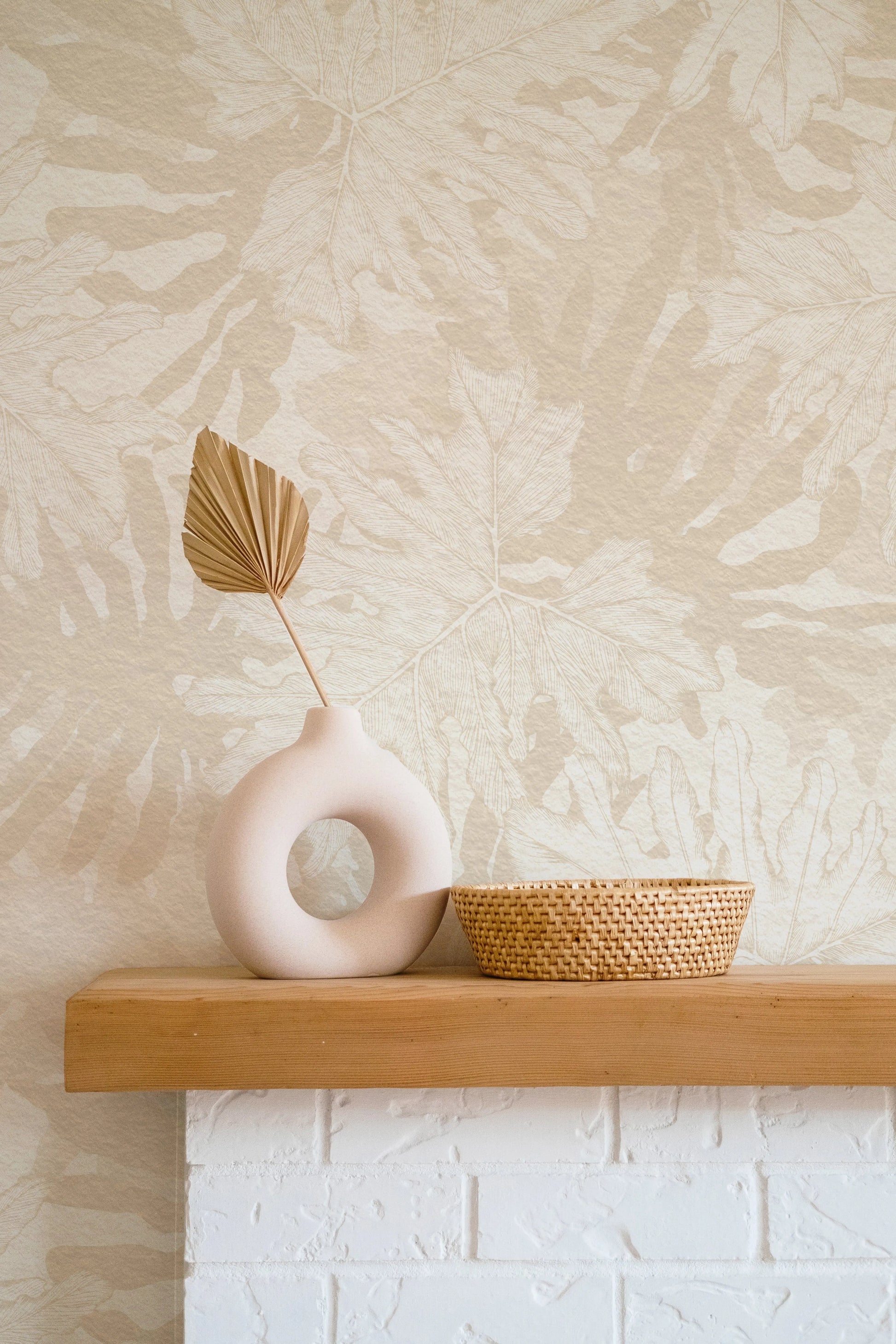 Shady Palms Beige Wallpaper from Olive et Oriel where you can shop wallpaper and artworks online