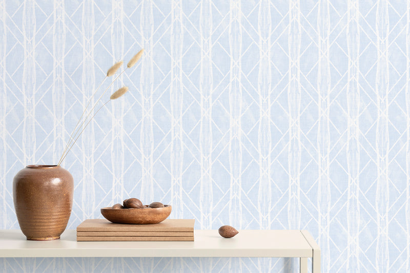 Organic Stripe in Light Blue Wallpaper from Olive et Oriel where you can shop wallpaper and artworks online