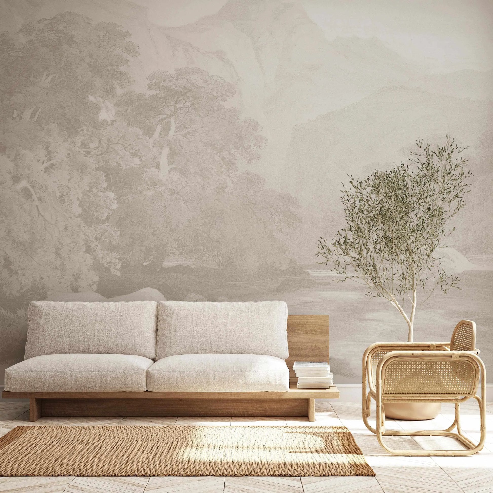 Bushland Mountain Stream Wallpaper Mural from Olive et Oriel where you can shop wallpaper and artworks online