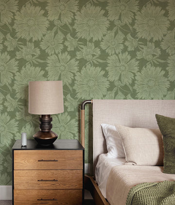 Luxe Country Floral Eucalyptus Green Wallpaper from Olive et Oriel where you can shop wallpaper and artworks online