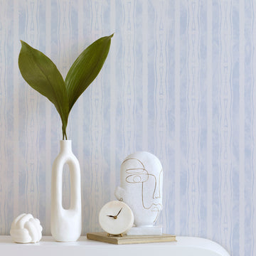 Textured Stripe in Light Blue Wallpaper from Olive et Oriel where you can shop wallpaper and artworks online