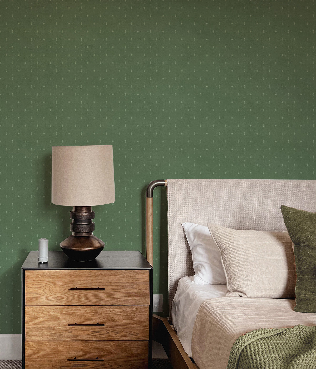 Romantic Boho Dark Green Wallpaper