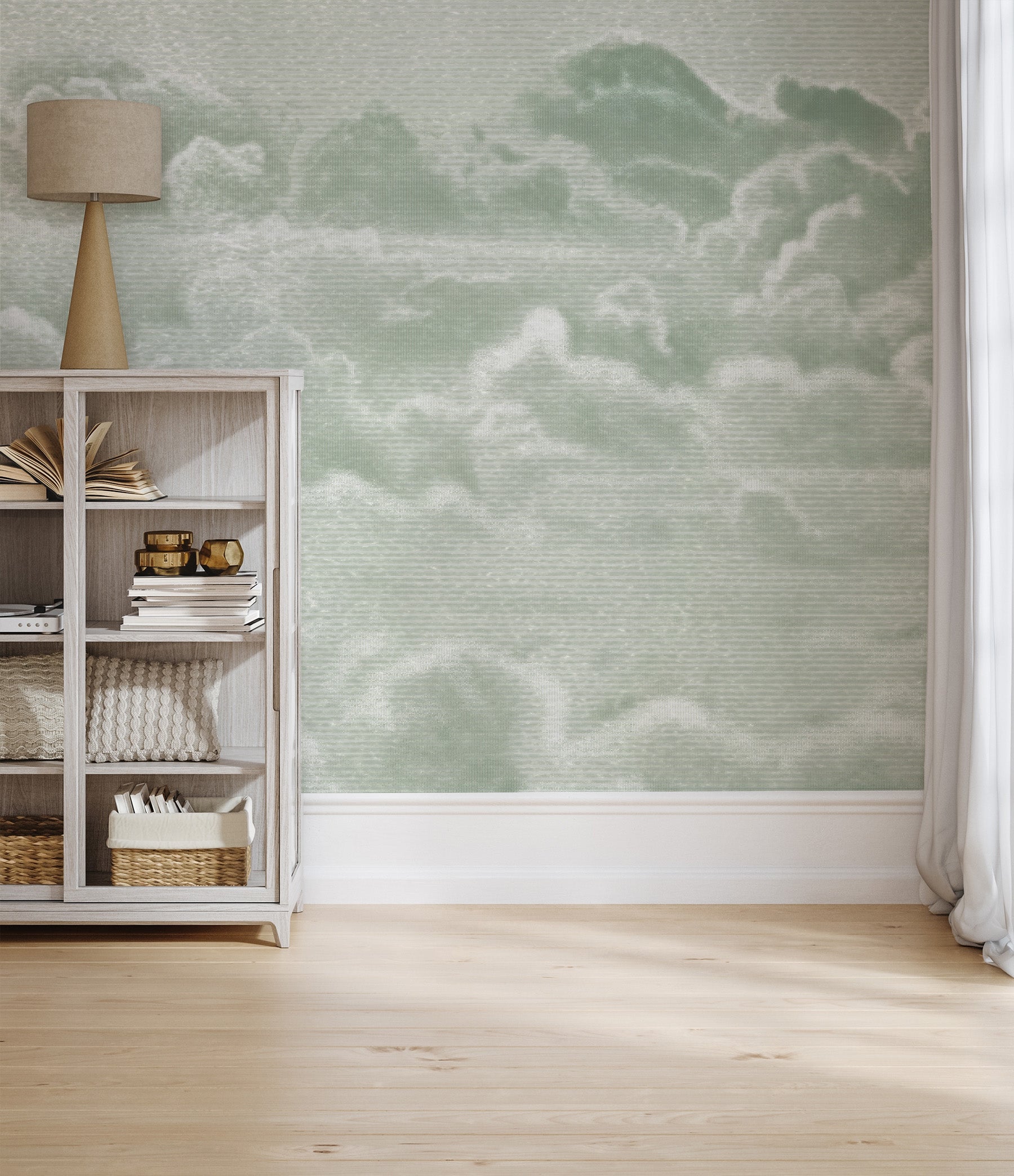 Luxe Clouds in Sage Green Wallpaper Mural