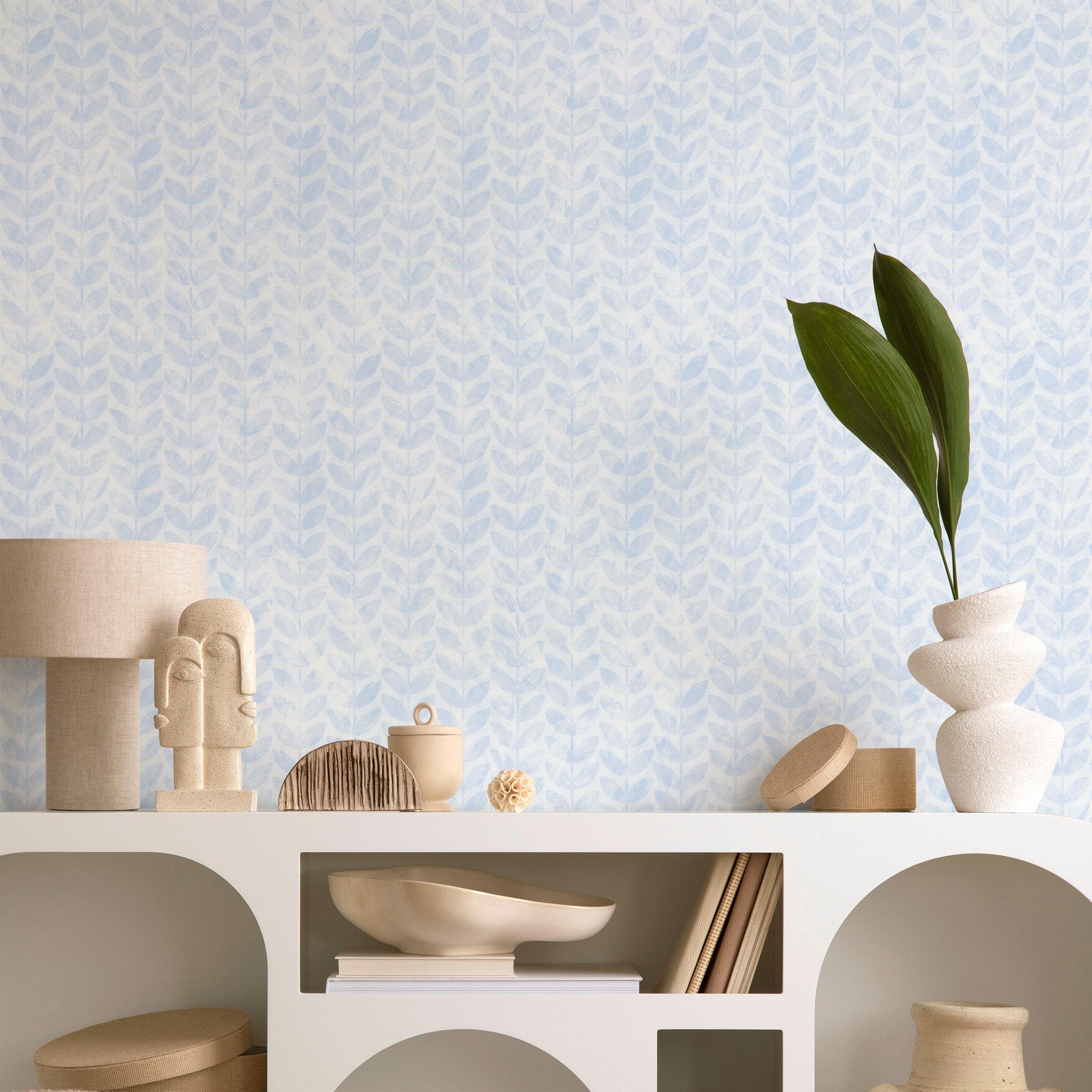 Hamptons Stems in Light Blue Wallpaper