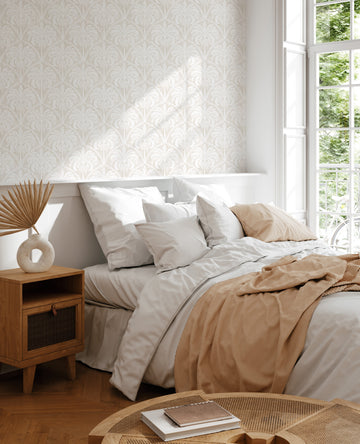 Priano Palms in Beige Wallpaper from Olive et Oriel where you can shop wallpaper and artworks online