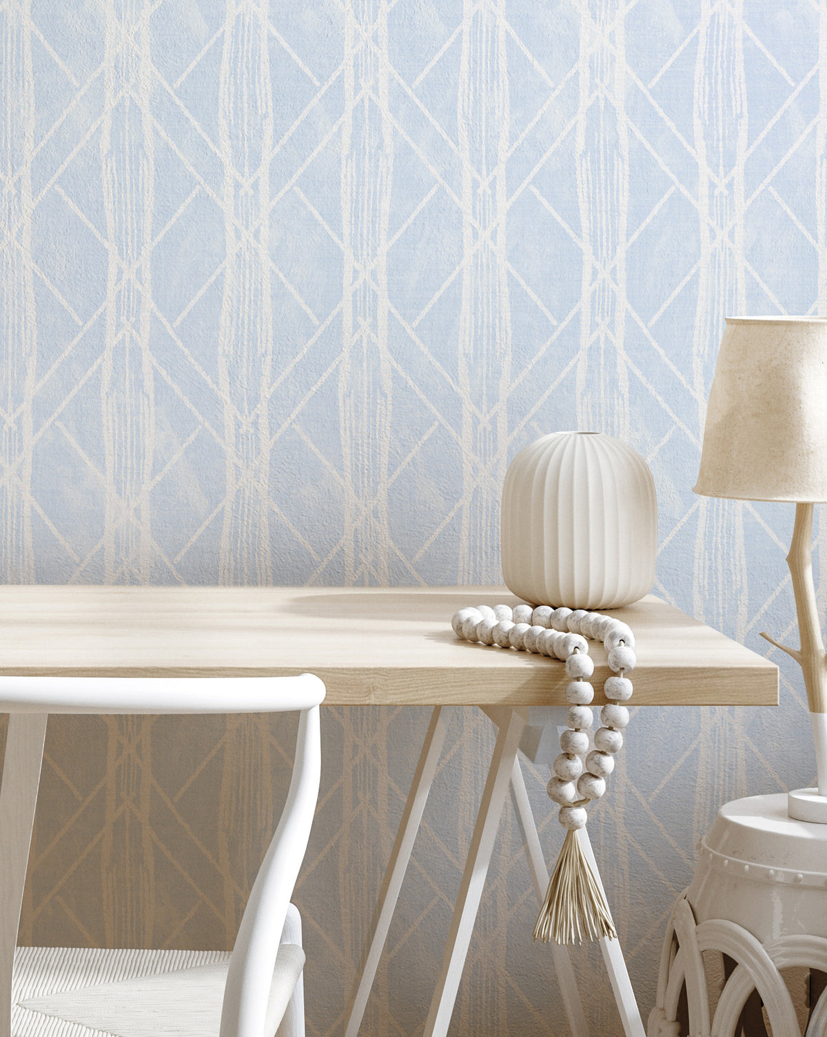Organic Stripe in Light Blue Wallpaper from Olive et Oriel where you can shop wallpaper and artworks online