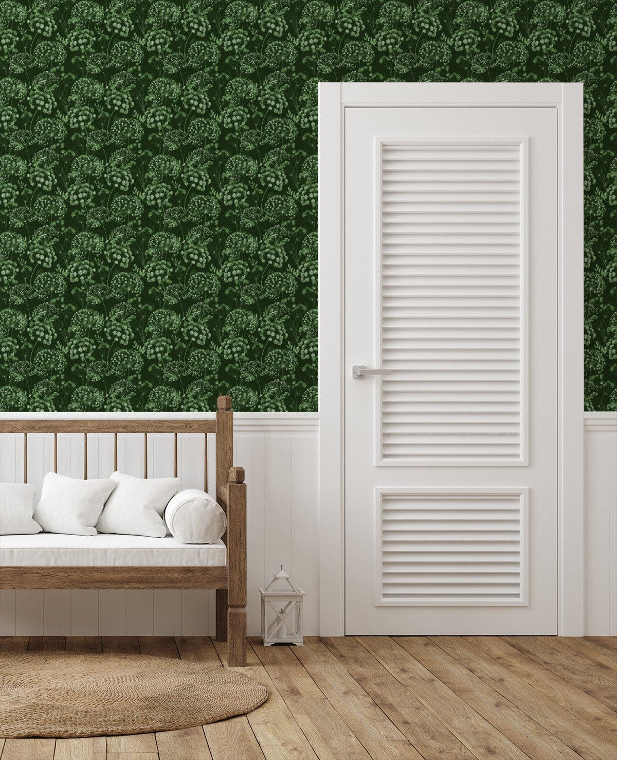 Dandelions in Bloom in Dark green Wallpaper