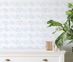 Luxe Leaves in Blue & White Wallpaper