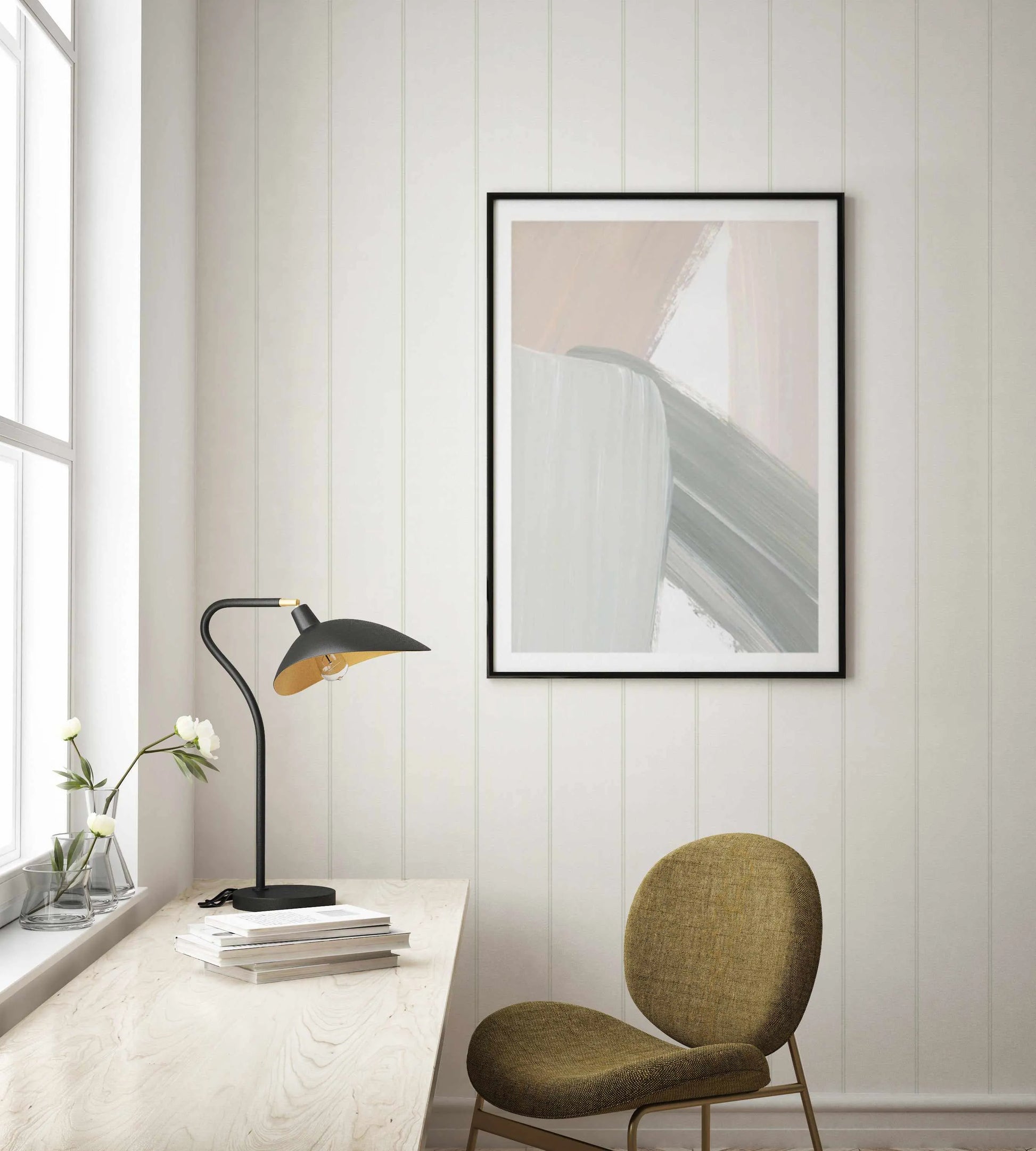 Double Stripe In Sage Green Wallpaper from Olive et Oriel where you can shop wallpaper and artworks online