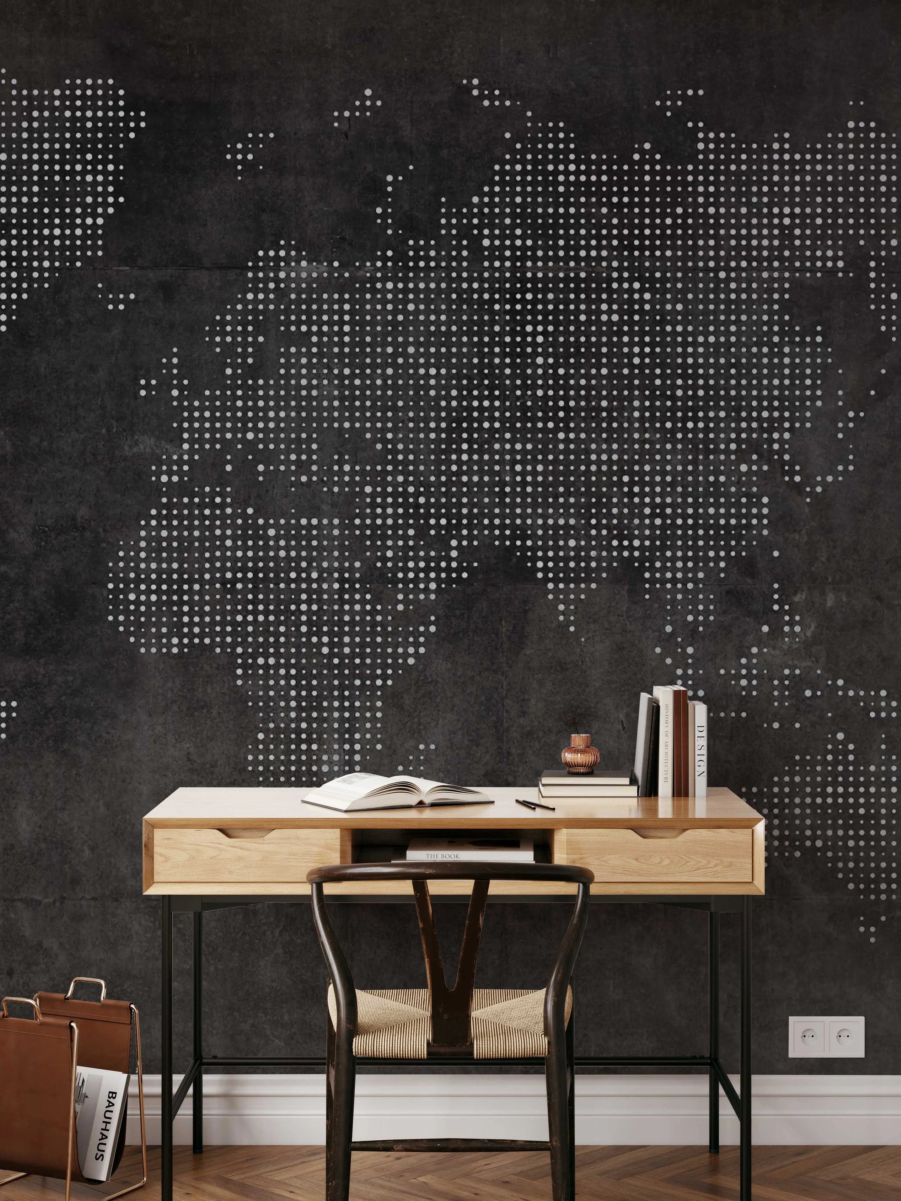 World Wide Concrete Map Wallpaper Mural from Olive et Oriel where you can shop wallpaper and artworks online
