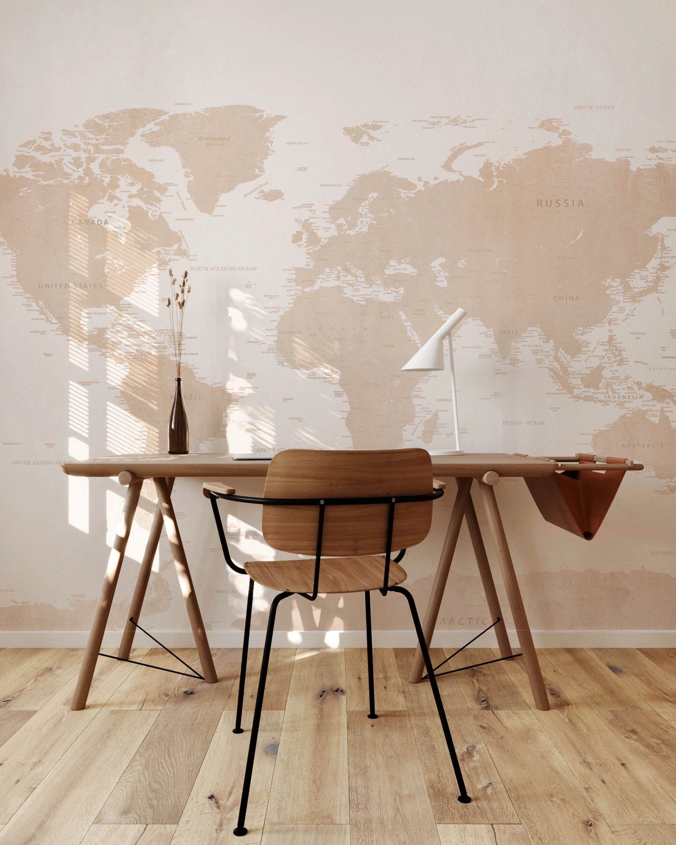 World Map Beige Wallpaper Mural from Olive et Oriel where you can shop wallpaper and artworks online