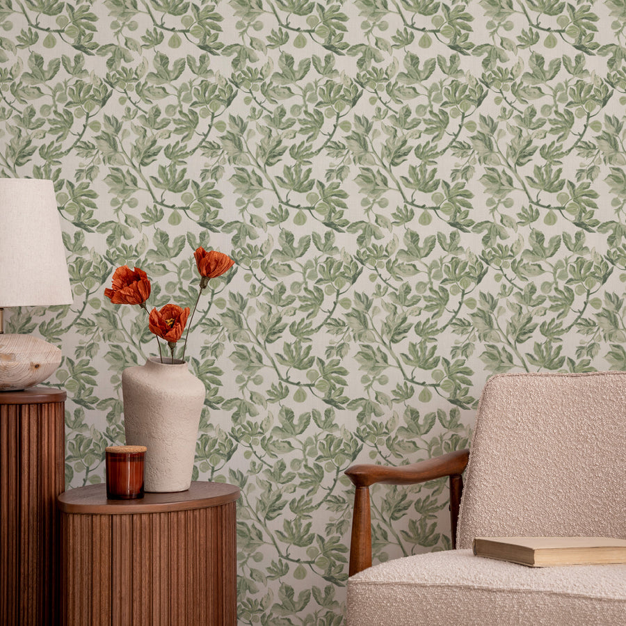 Fig Leaf Luxe Wallpaper from Olive et Oriel where you can shop wallpaper and artworks online
