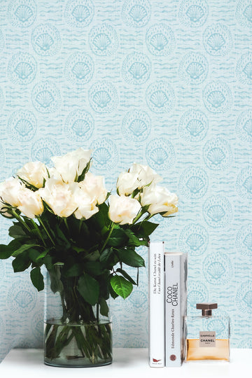 Coastal Walk in Light Blue Wallpaper from Olive et Oriel where you can shop wallpaper and artworks online