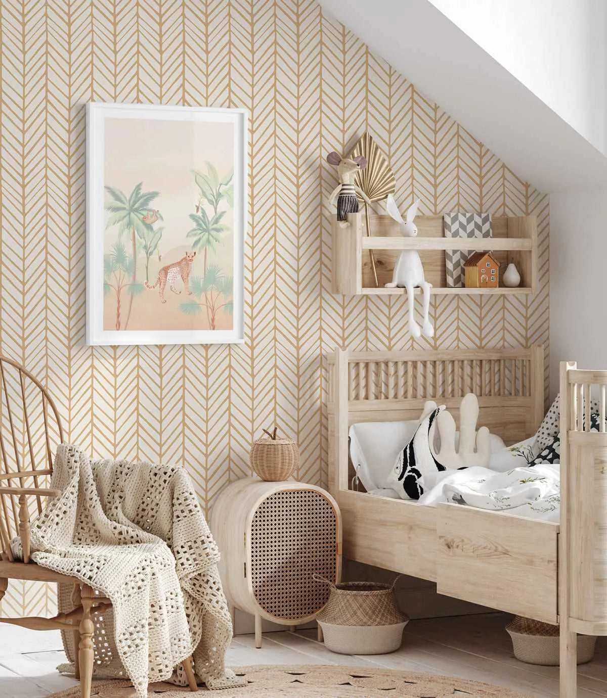 Chevron Wallpaper in Caramel from Olive et Oriel where you can shop wallpaper and artworks online