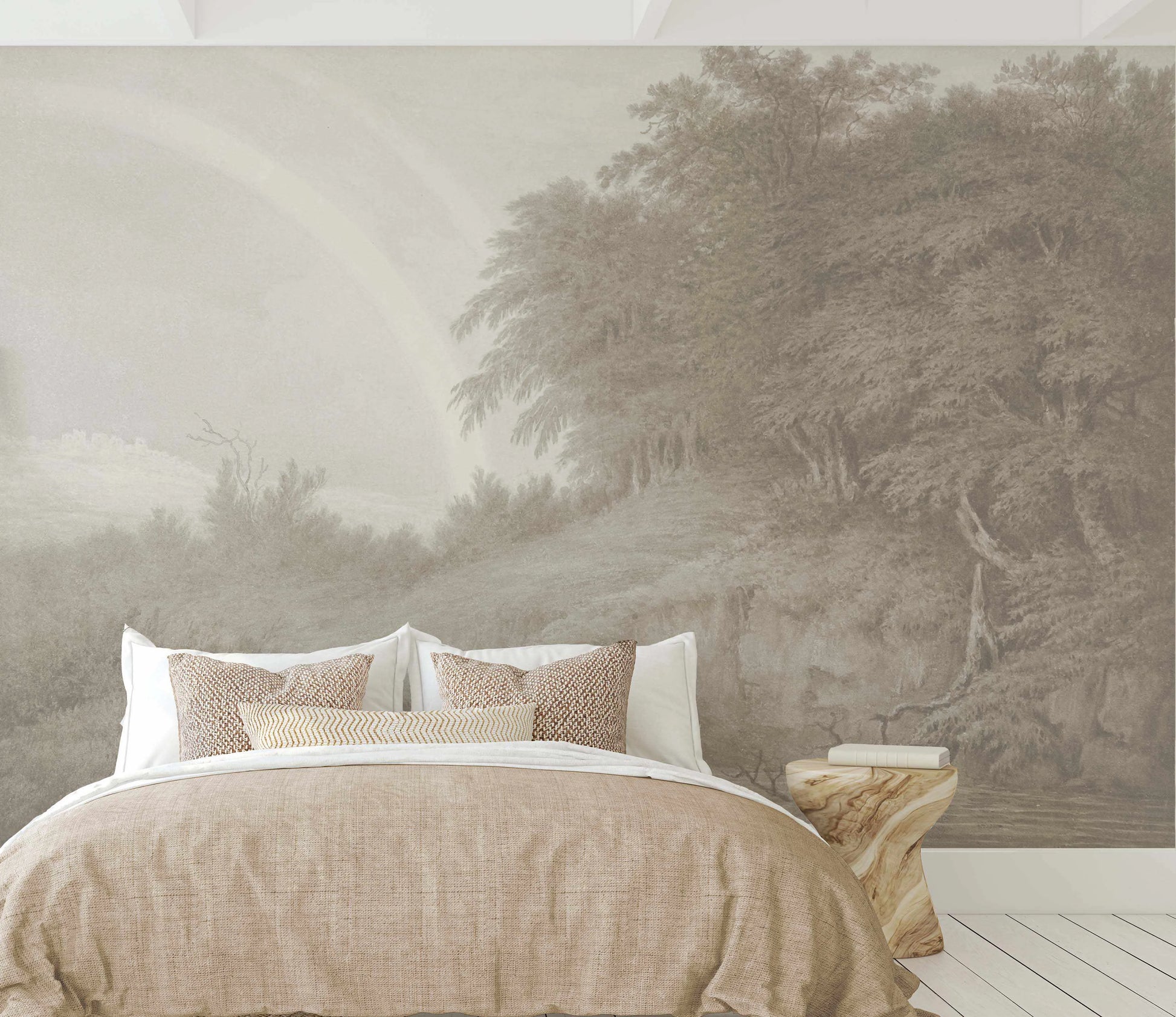 Riverside Rainbow Wallpaper Mural from Olive et Oriel where you can shop wallpaper and artworks online