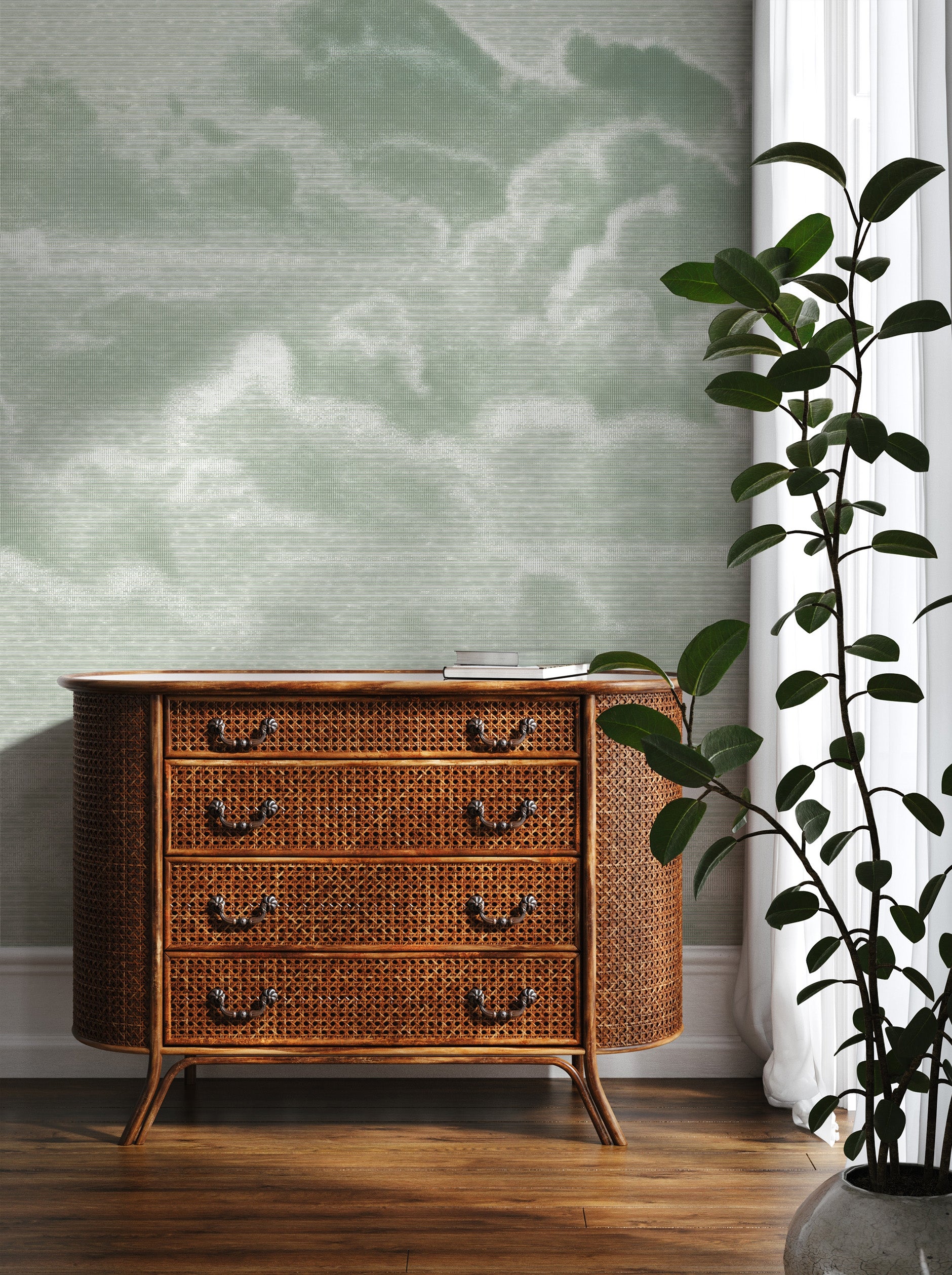 Luxe Clouds in Sage Green Wallpaper Mural